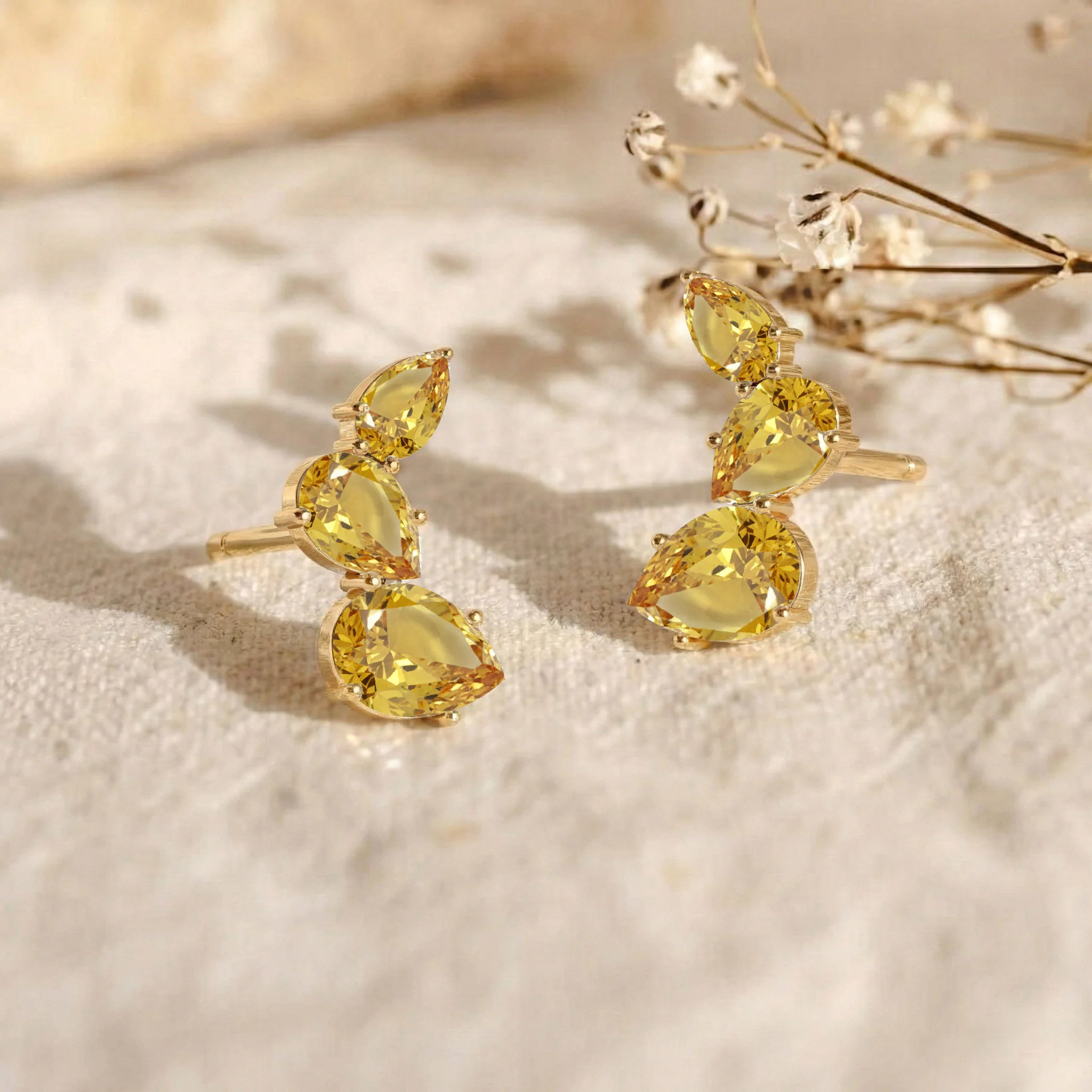 Citrine Pear Stud Earrings in 925 Sterling Silver 3.30ct - Image 10