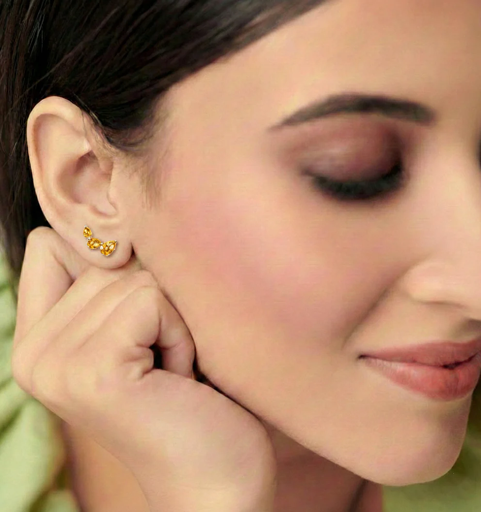 Citrine Pear Stud Earrings in 925 Sterling Silver 3.30ct - Image 12