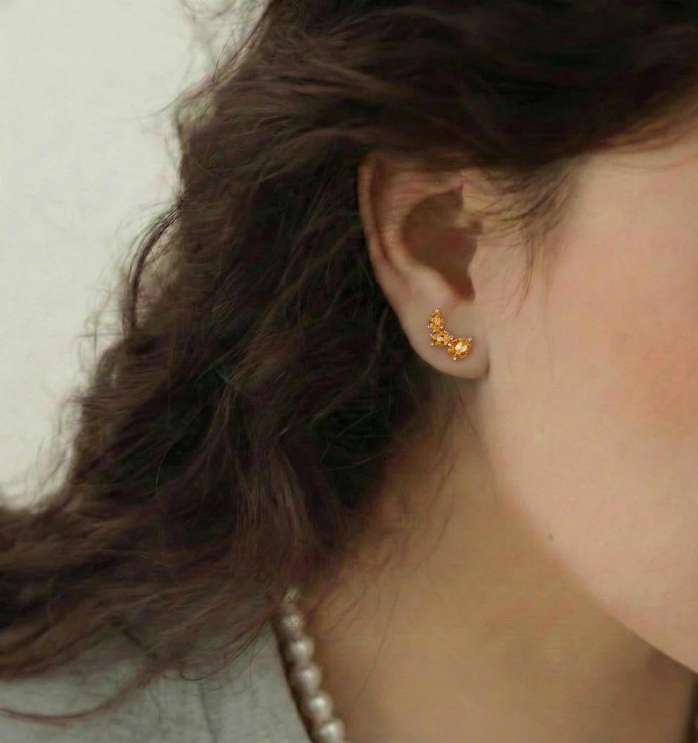 Citrine Pear Stud Earrings in 925 Sterling Silver 3.30ct - Image 4