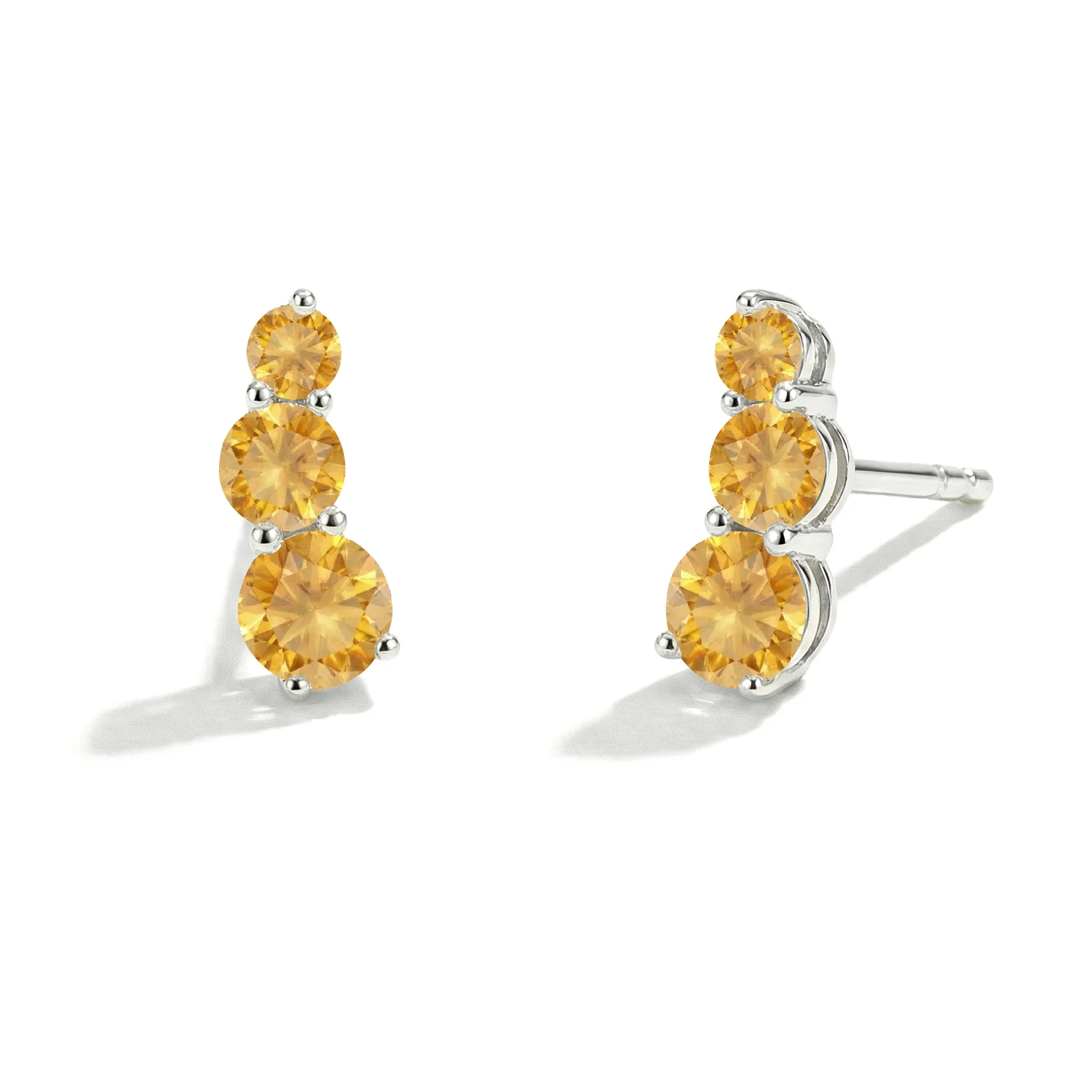 Citrine Round Stud Earring in 925 Sterling Silver 5X4X3MM 1.40 ct.