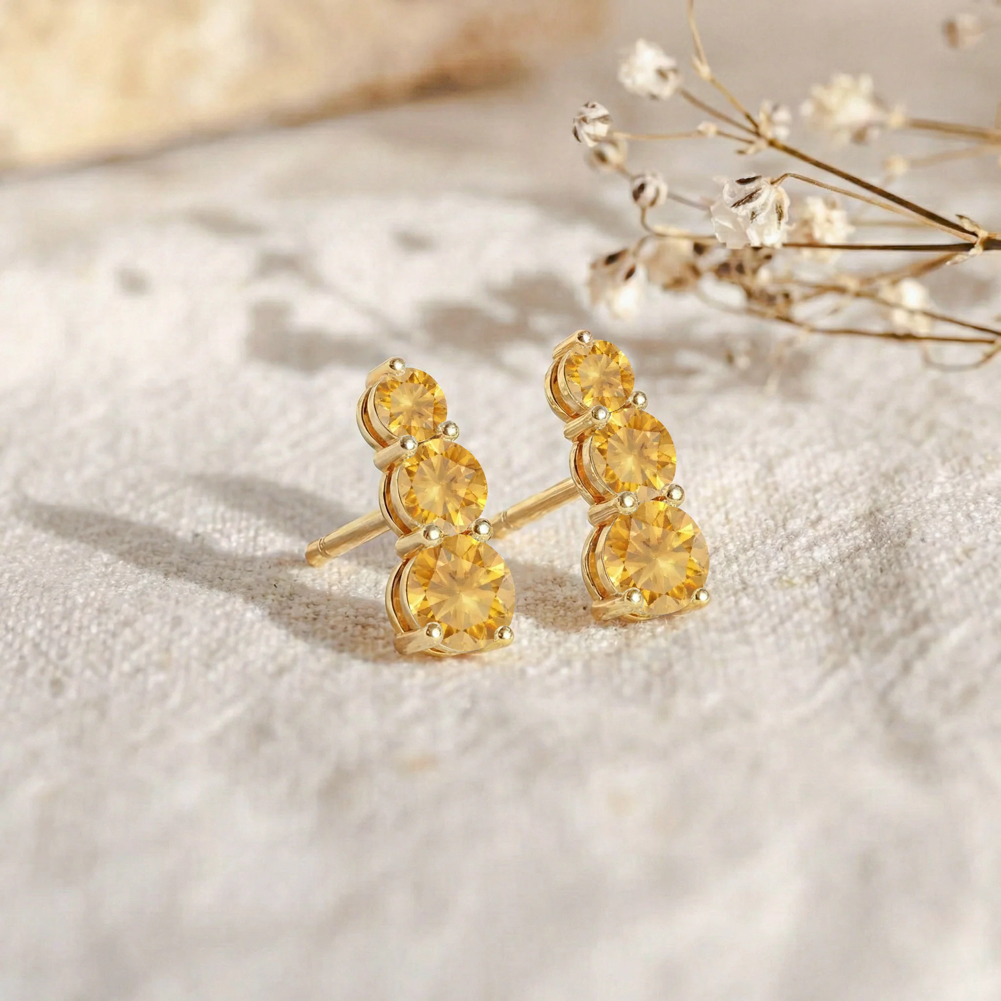 Citrine Round Stud Earring in 925 Sterling Silver 5X4X3MM 1.40 ct. - Image 11