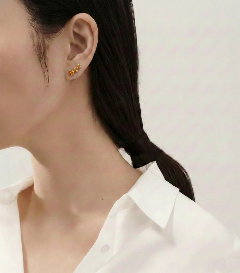Citrine Round Stud Earring in 925 Sterling Silver 5X4X3MM 1.40 ct. - Image 13