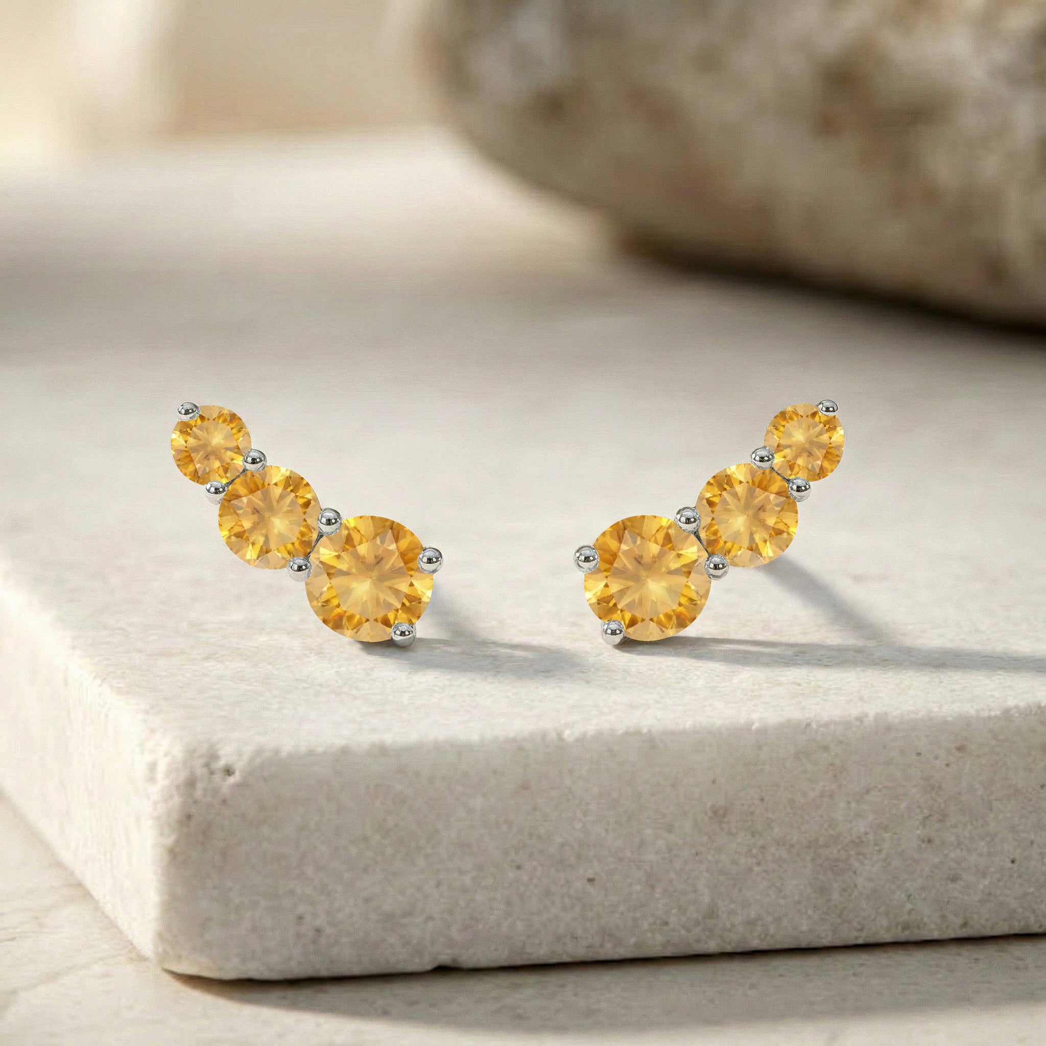 Citrine Round Stud Earring in 925 Sterling Silver 5X4X3MM 1.40 ct. - Image 3