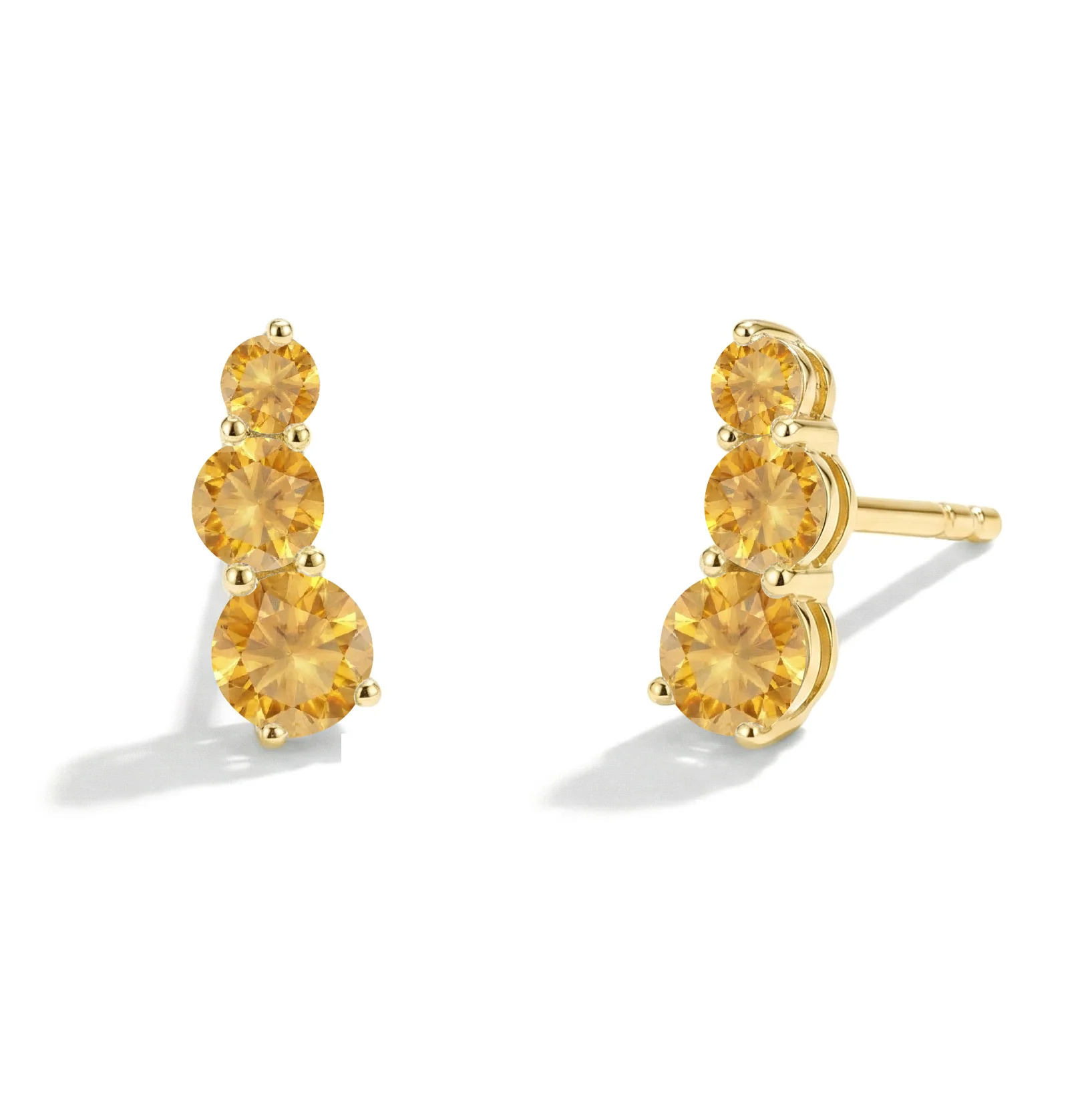 Citrine Round Stud Earring in 925 Sterling Silver 5X4X3MM 1.40 ct. - Image 4