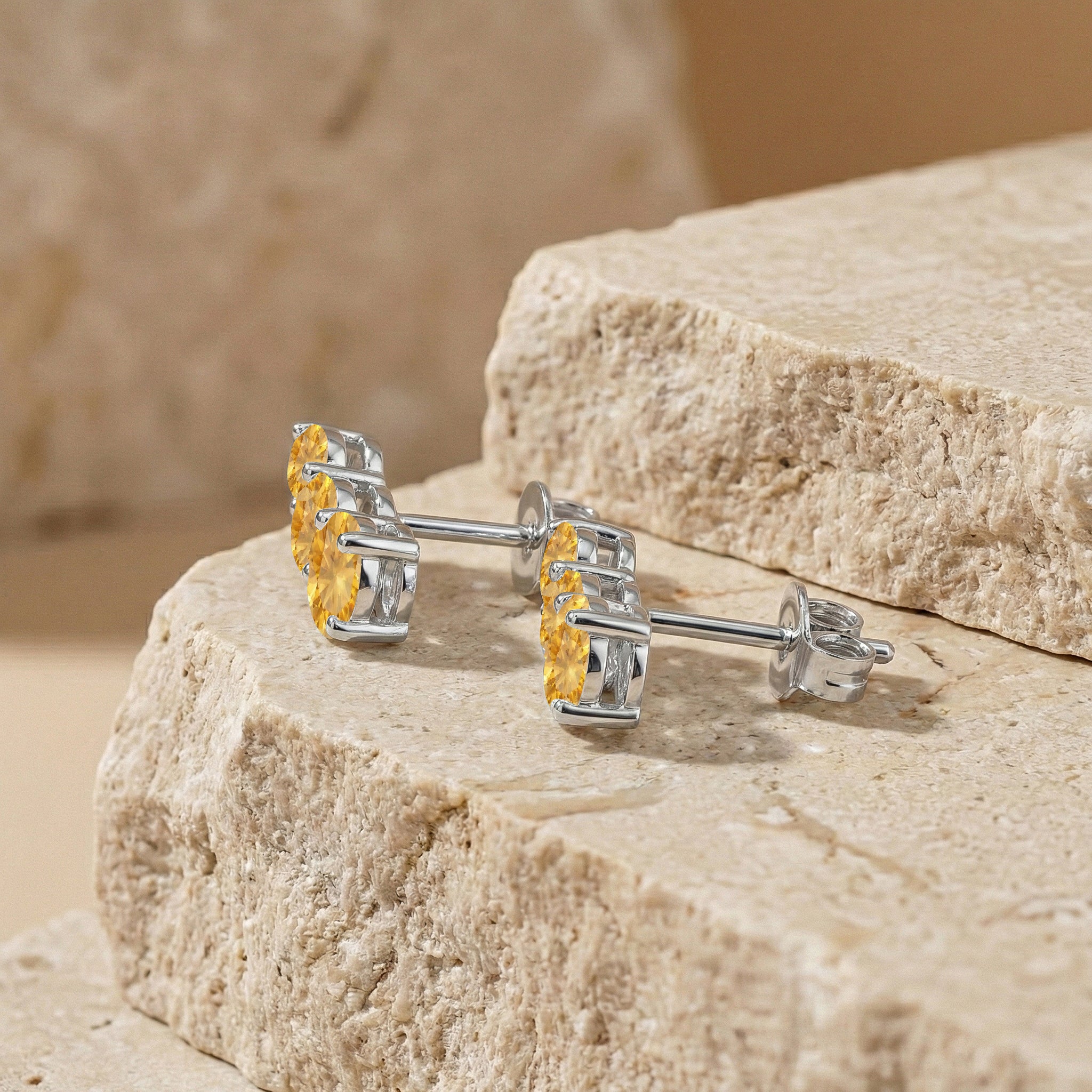 Citrine Round Stud Earring in 925 Sterling Silver 5X4X3MM 1.40 ct. - Image 5