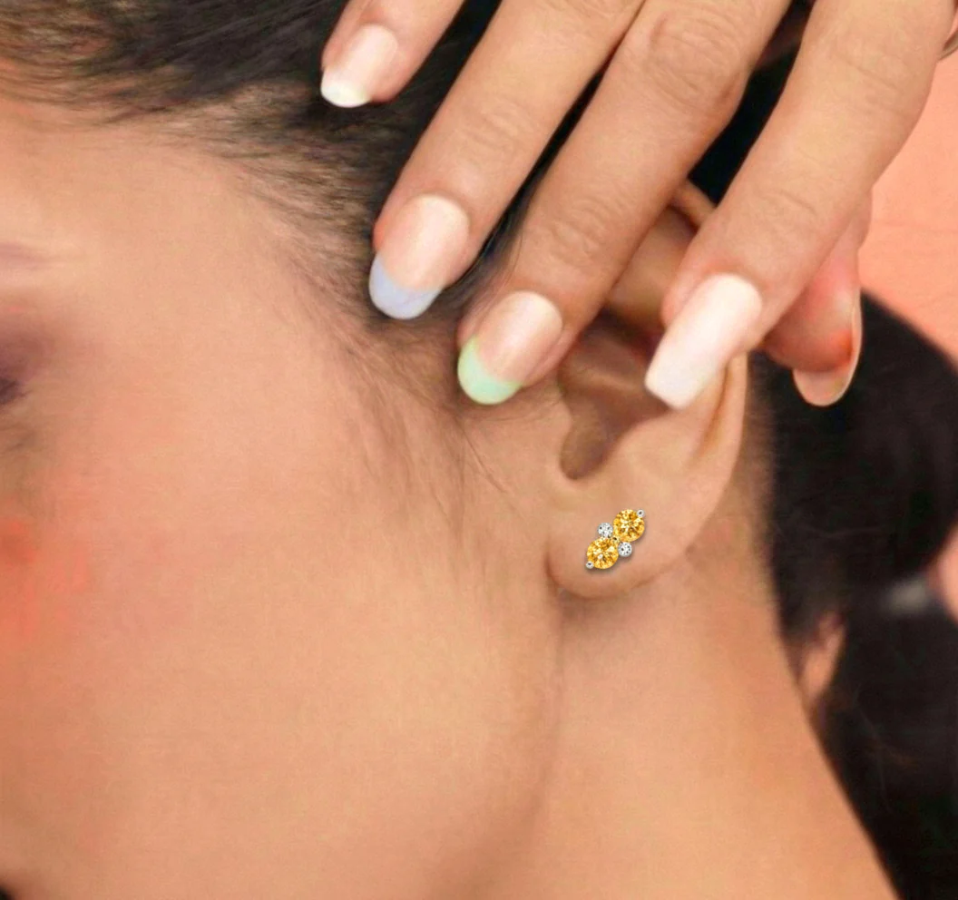 Citrine Round Stud Earrings in 925 Sterling Silver 3 MM 1.20ct - Image 7