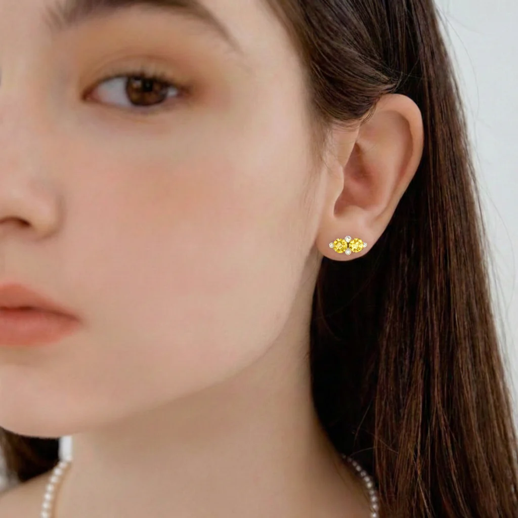 Citrine Round Stud Earrings in 925 Sterling Silver 3 MM 1.20ct - Image 9