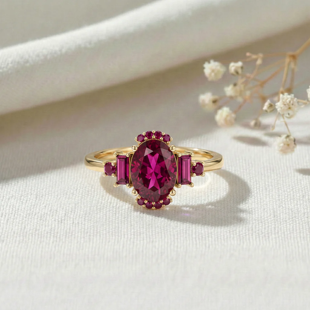 Classic Ruby Engagement Ring | Sterling Silver Bridal Jewelry for Her | Dainty Jewelry Gift - Image 6