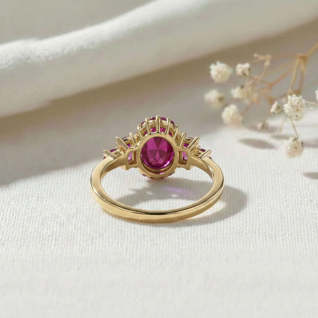 Classic Ruby Engagement Ring | Sterling Silver Bridal Jewelry for Her | Dainty Jewelry Gift - Image 8