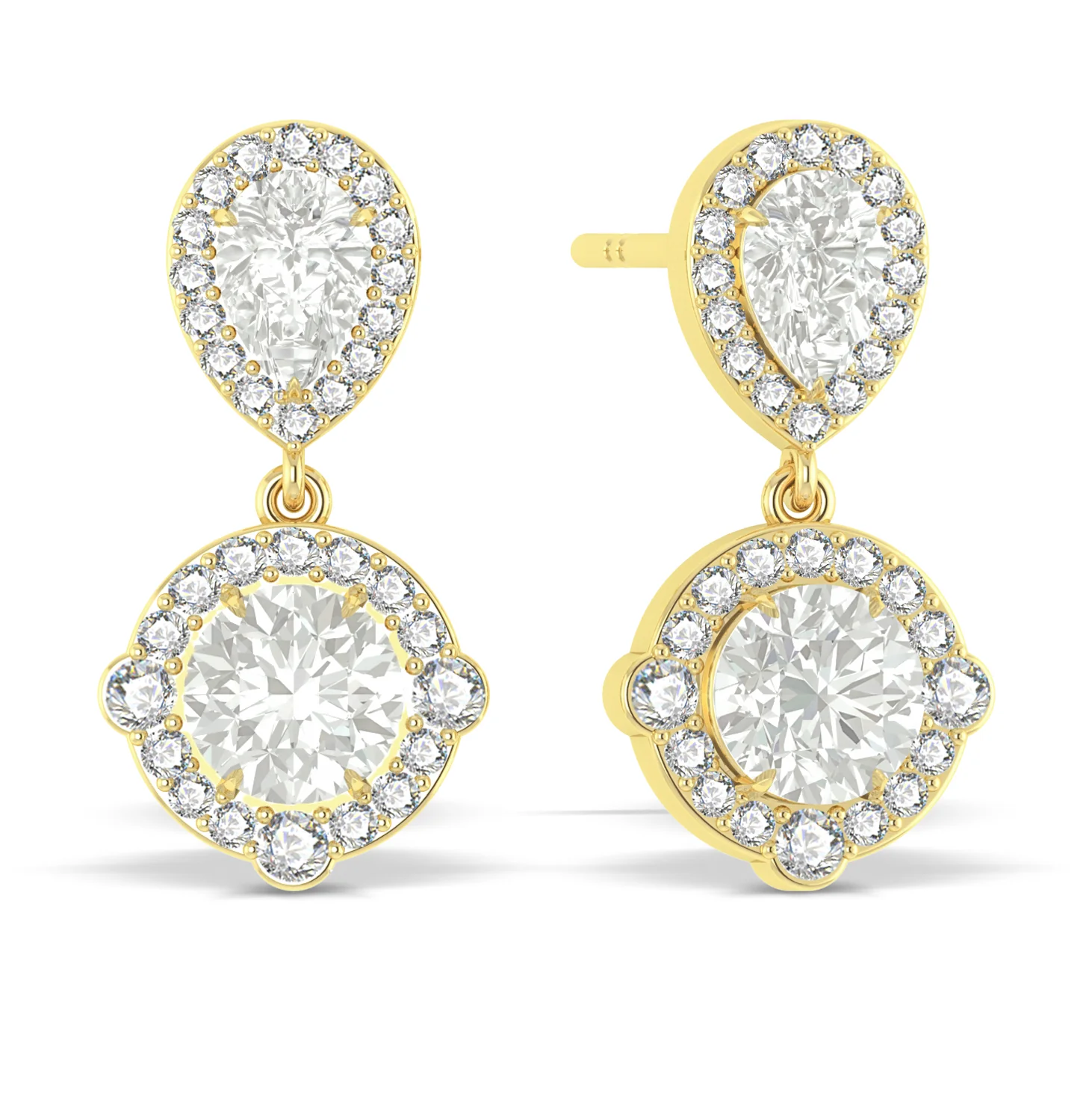 Cubic Zirconia Pear Round Halo Drop Earring in 925 Silver 3ct - Image 10
