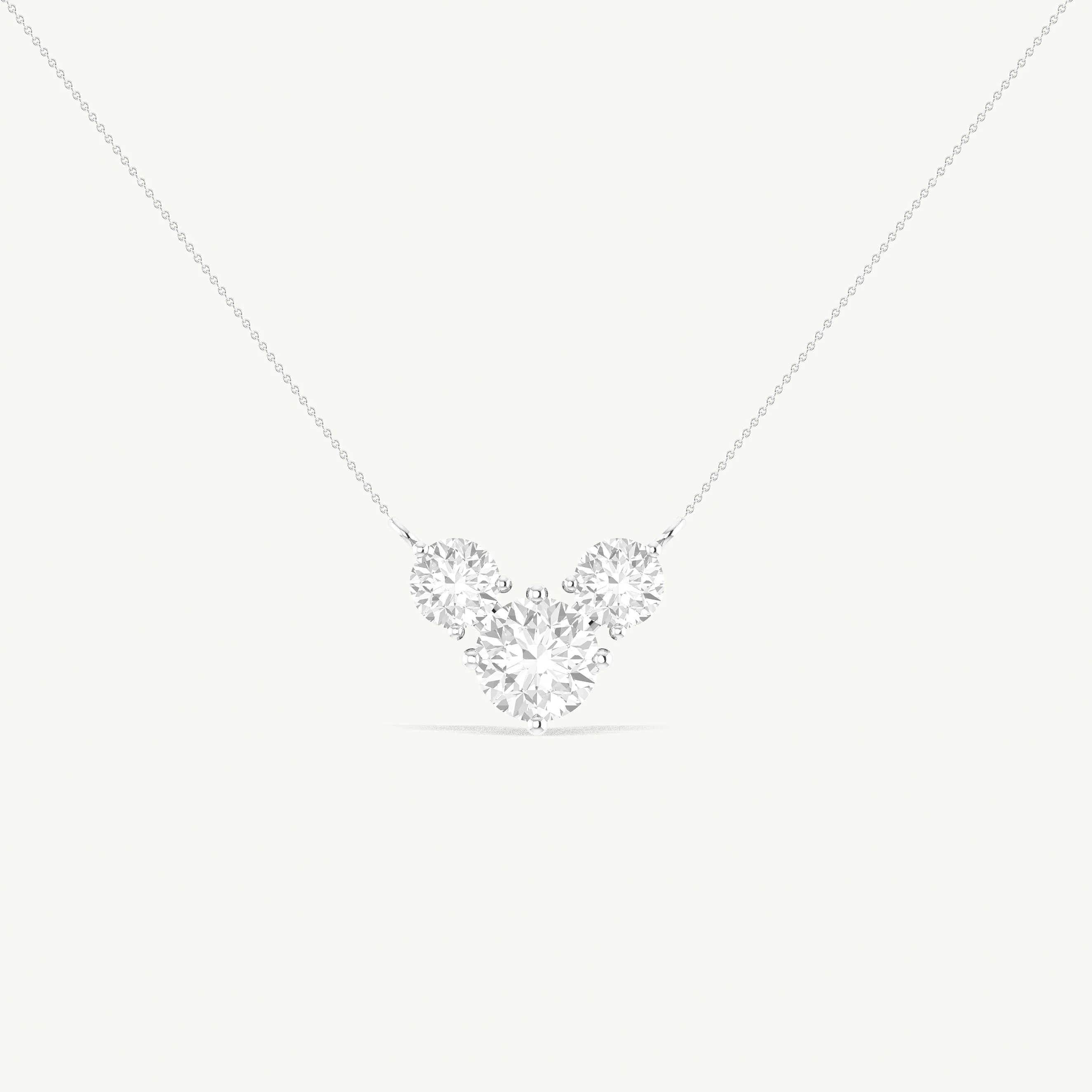 Cubic Zirconia Round Three Stone Necklace in 925 Sterling Silver 2.8ct