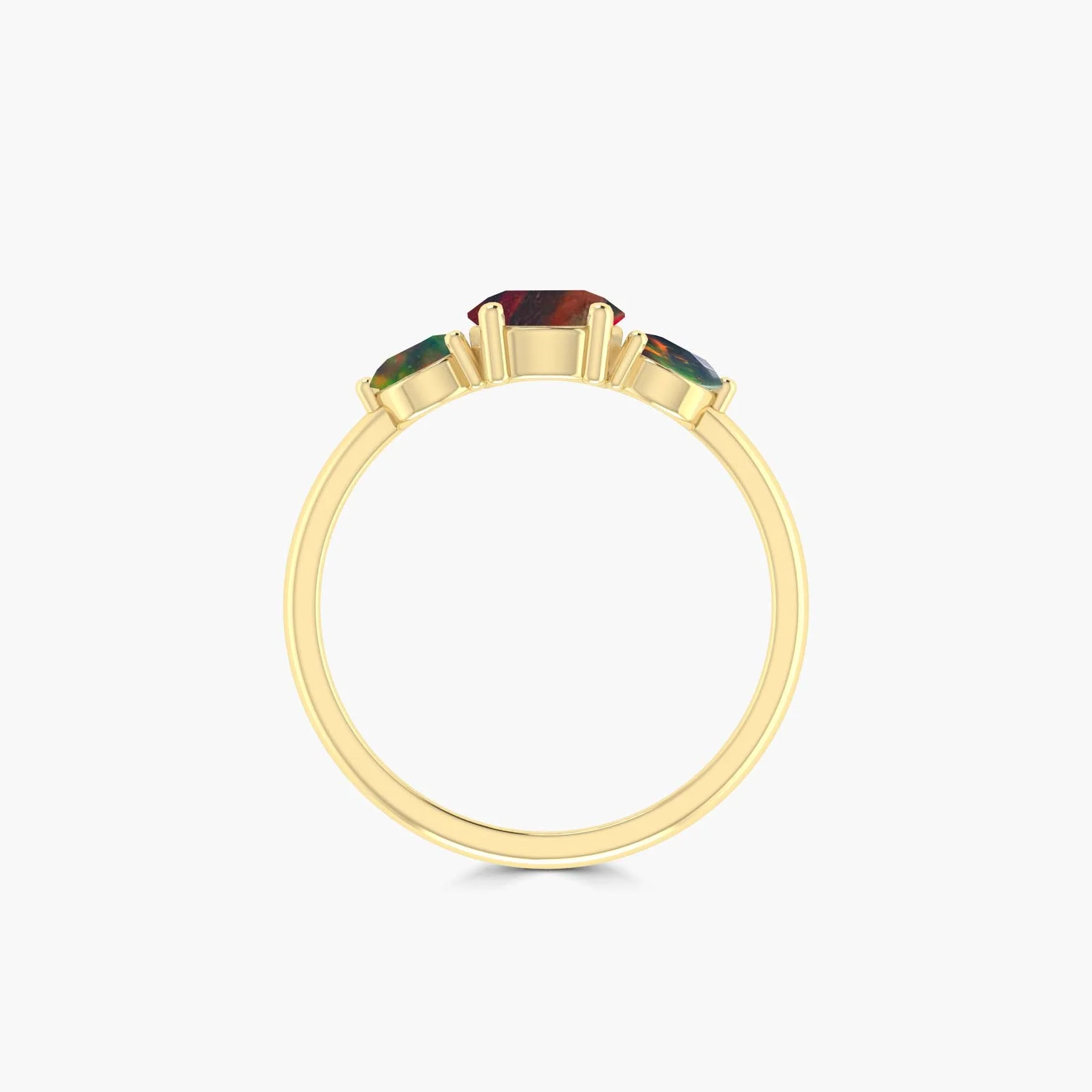 Dainty 3 Round Black fire Opal ring for women - Image 4
