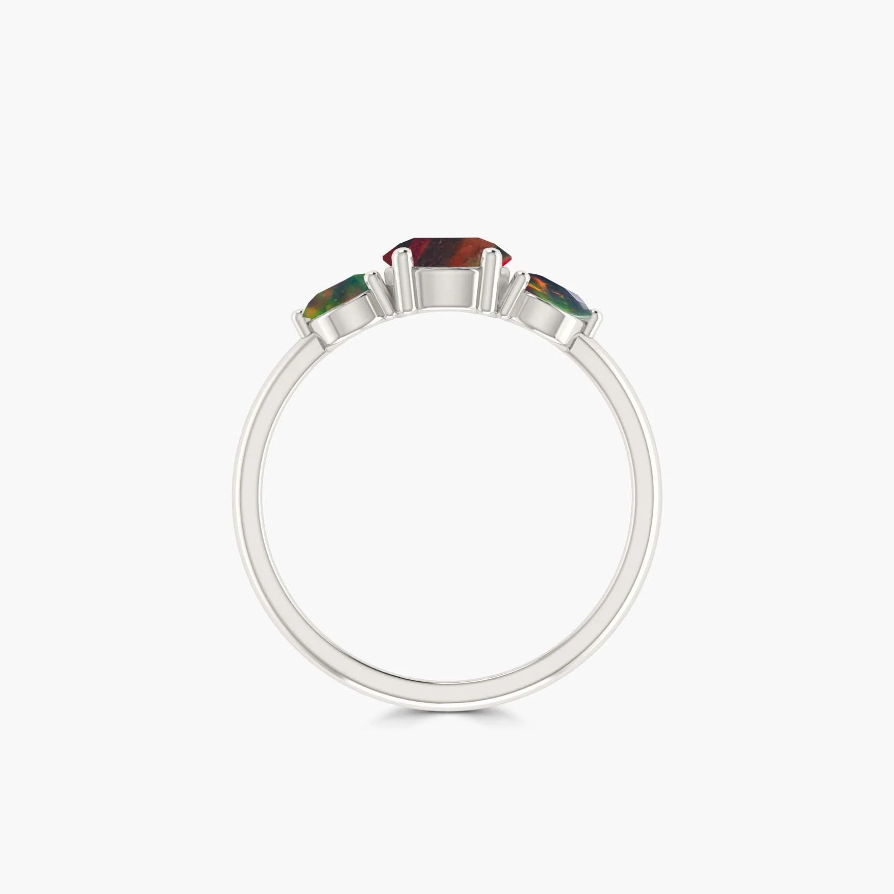 Dainty 3 Round Black fire Opal ring for women - Image 7