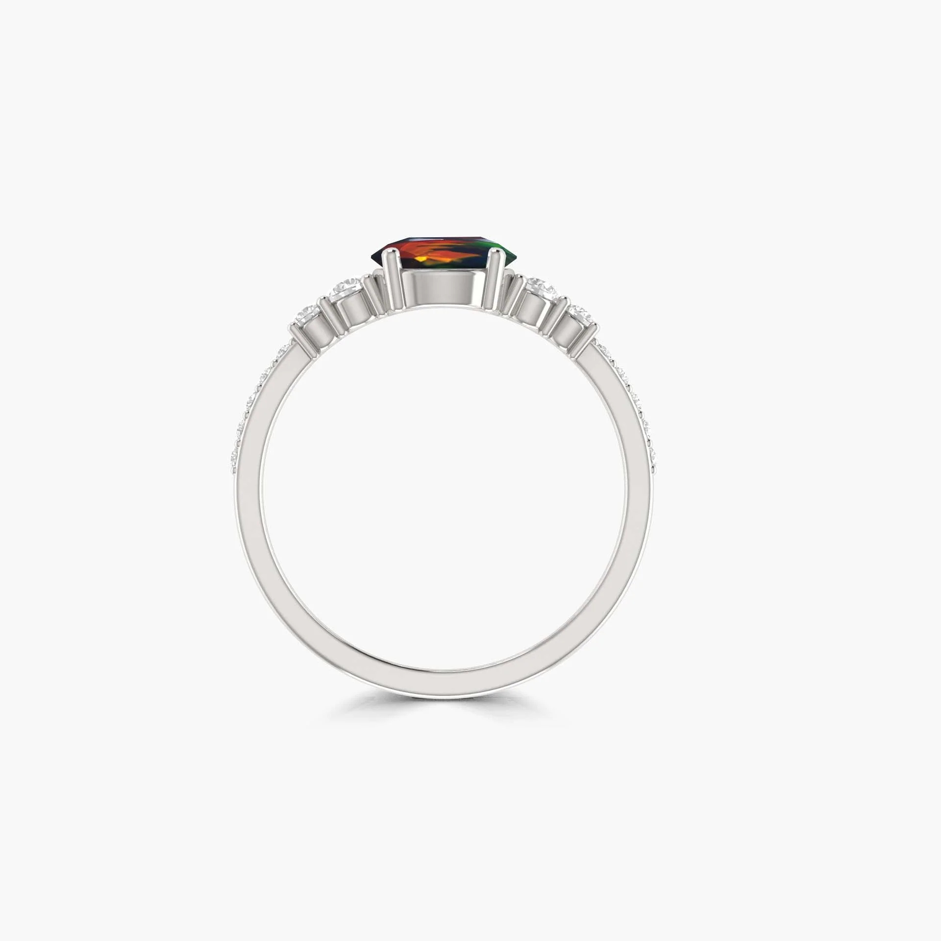 Dainty round Black fire Ethiopian opal wedding ring - Image 7
