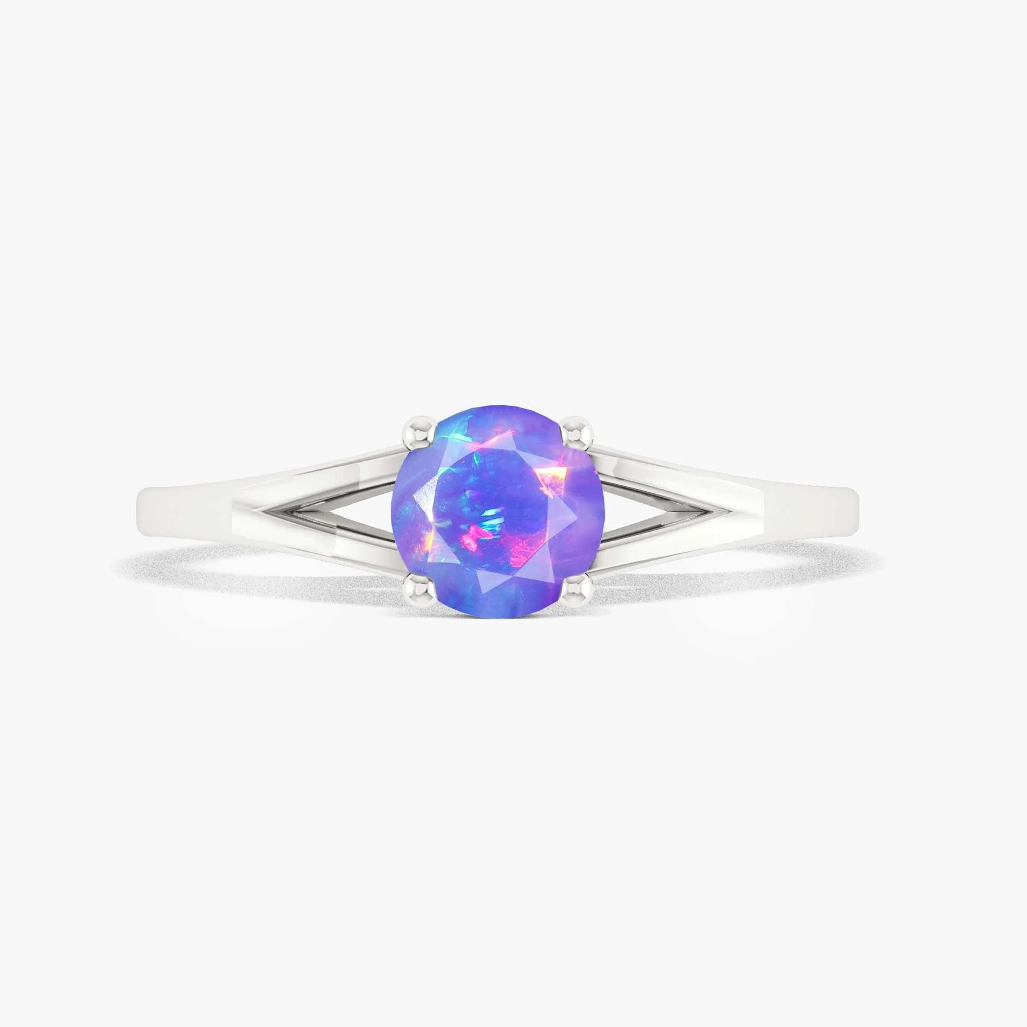 Dainty round lavender fire minimalist opal ring - Image 5