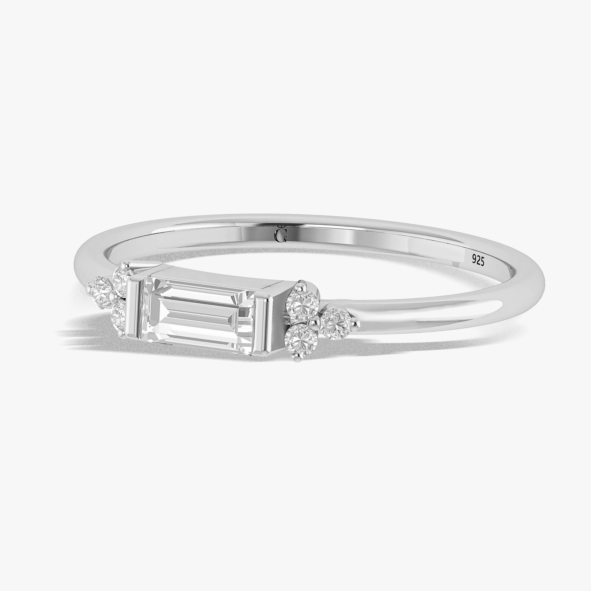 Designer Baguette Zircon Ring with Round Cut Sparkle - Image 8