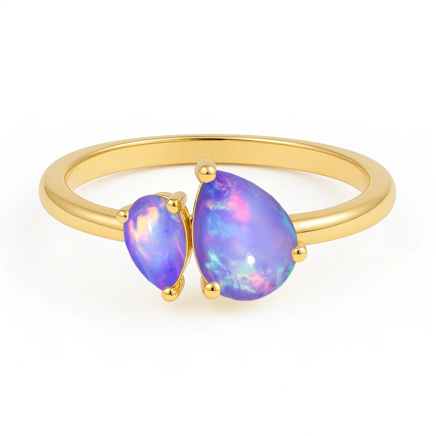Double Pear Cut Lavender Opal Ring in 925 Silver Luxury Opal Jewelry - Image 6