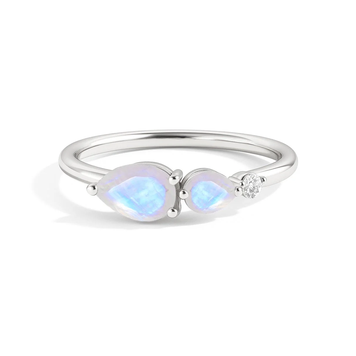 Elegant Moonstone Pear Stone Ring in Gold & Silver