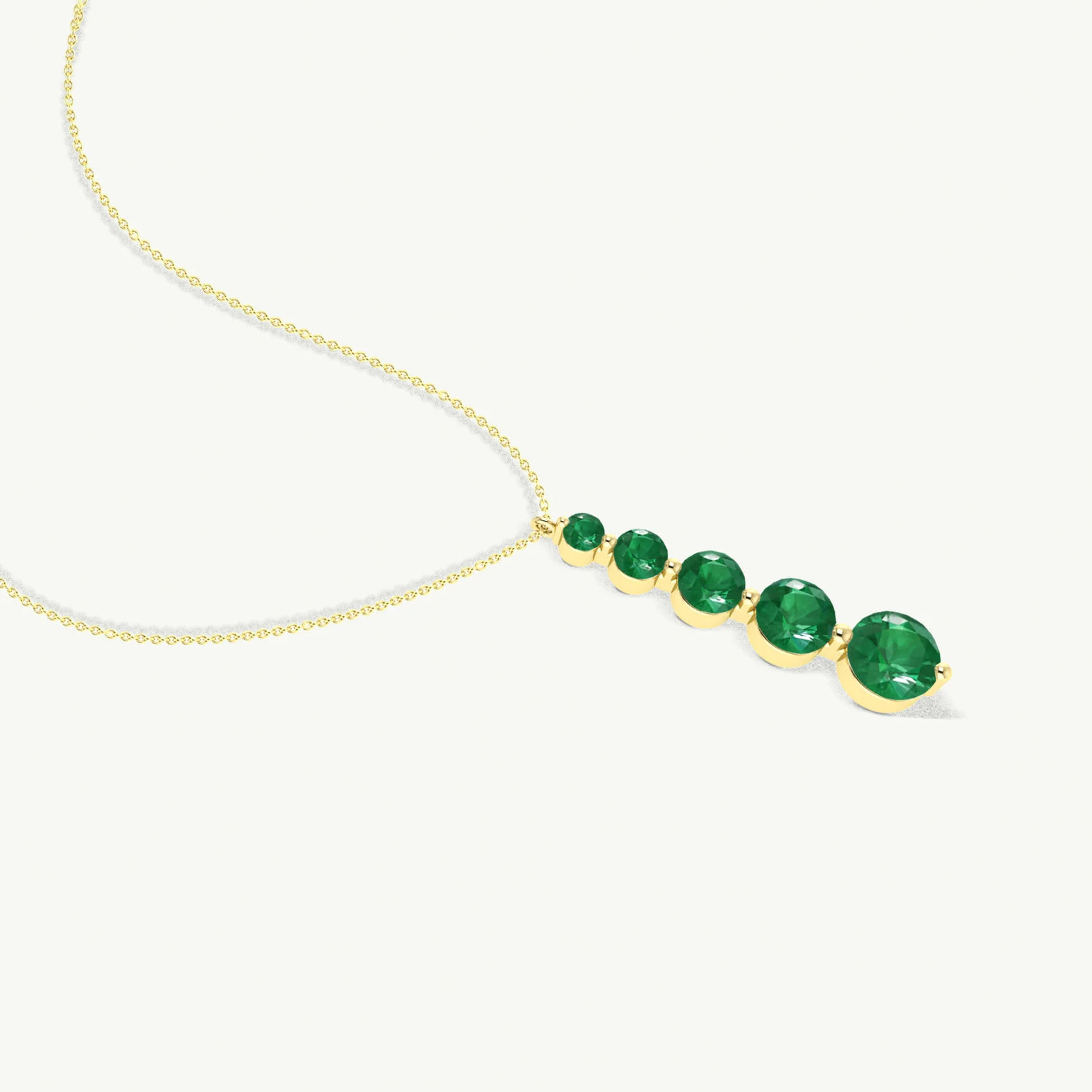 Emerald 5 Stone Bar Pendant Necklace in 925 Sterling Silver 4ct - Image 3