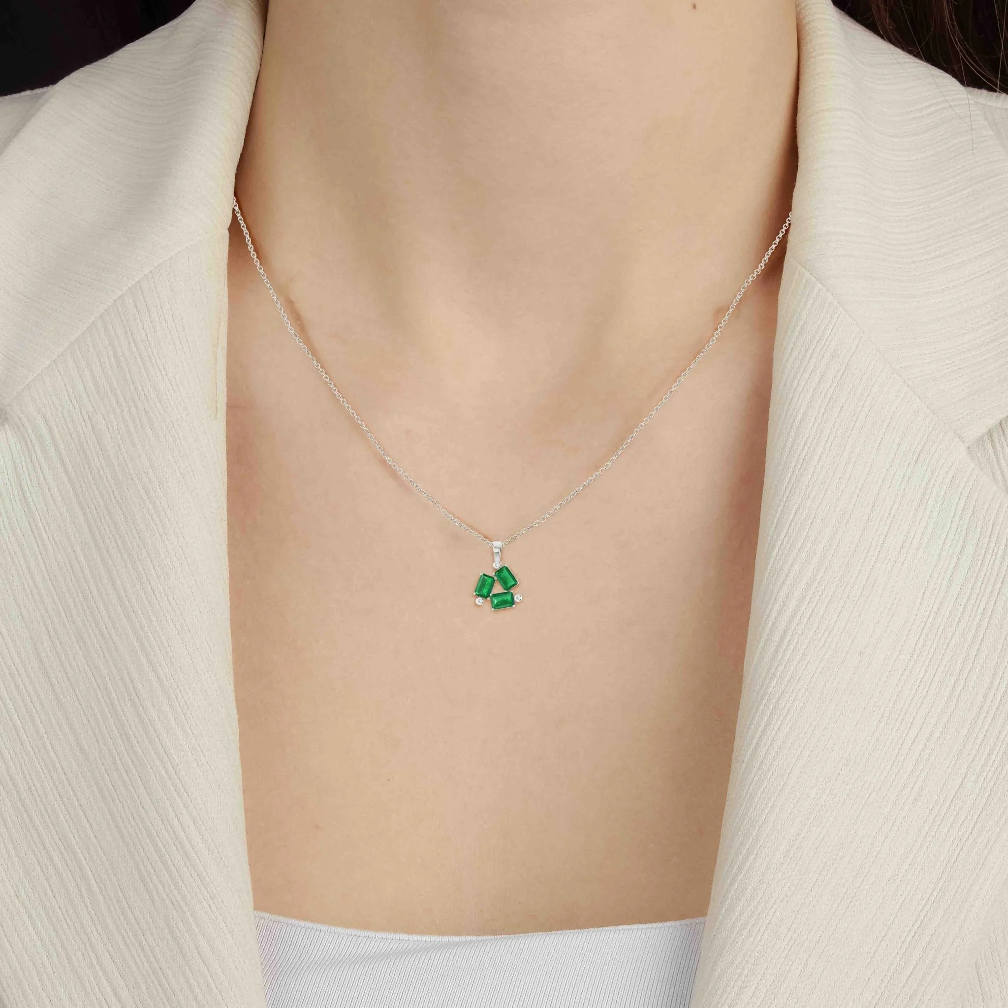 Emerald Baguette Gemstone Charm Pendant - Image 5