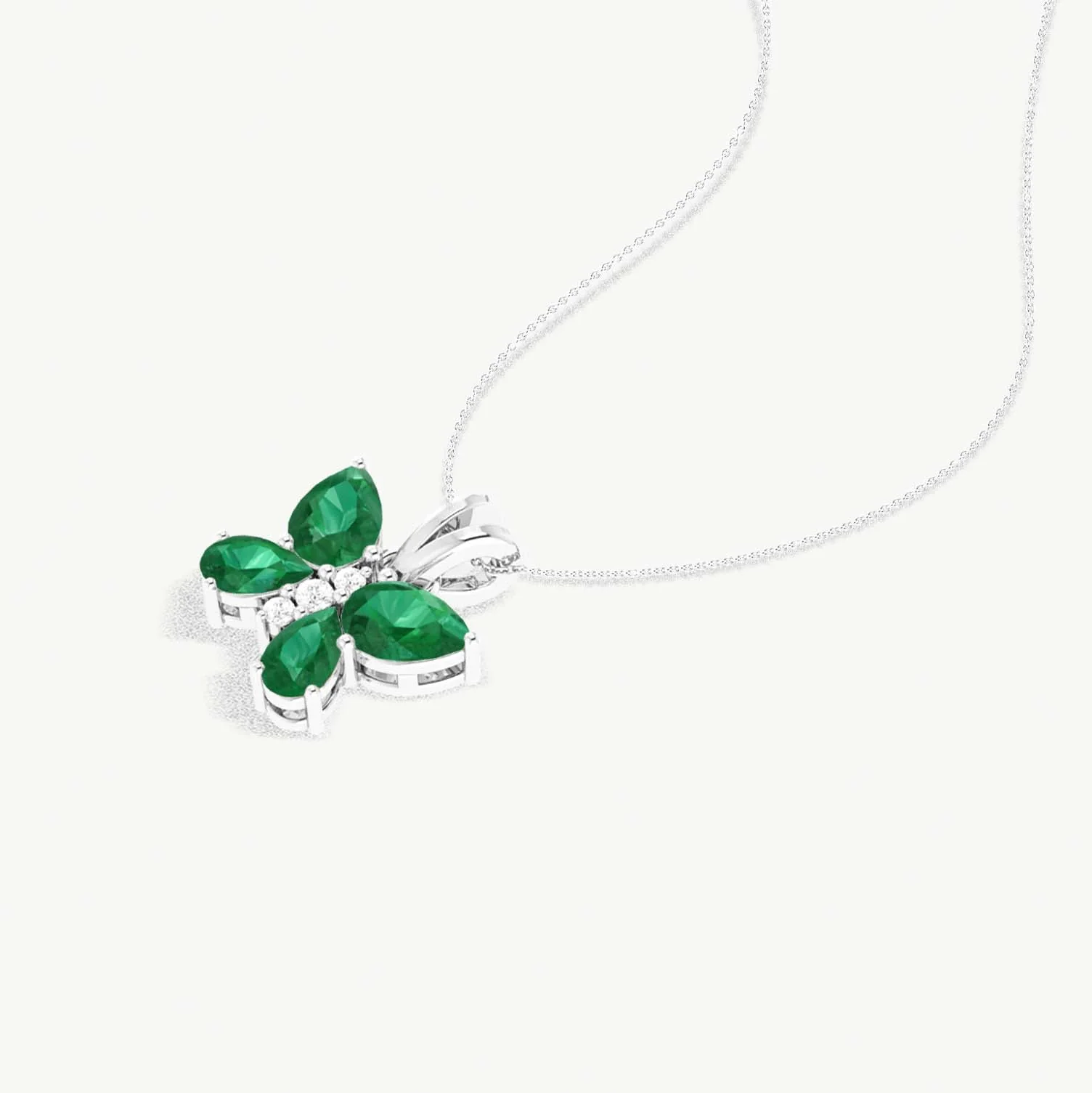 Emerald Butterfly Pendant Necklace in 925 Sterling Silver 1.6ct - Image 2