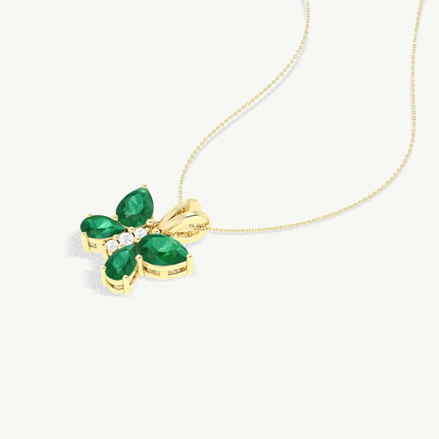 Emerald Butterfly Pendant Necklace in 925 Sterling Silver 1.6ct - Image 4