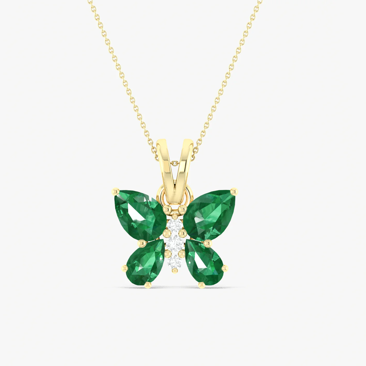 Emerald Butterfly Pendant Necklace in 925 Sterling Silver 1.6ct - Image 5