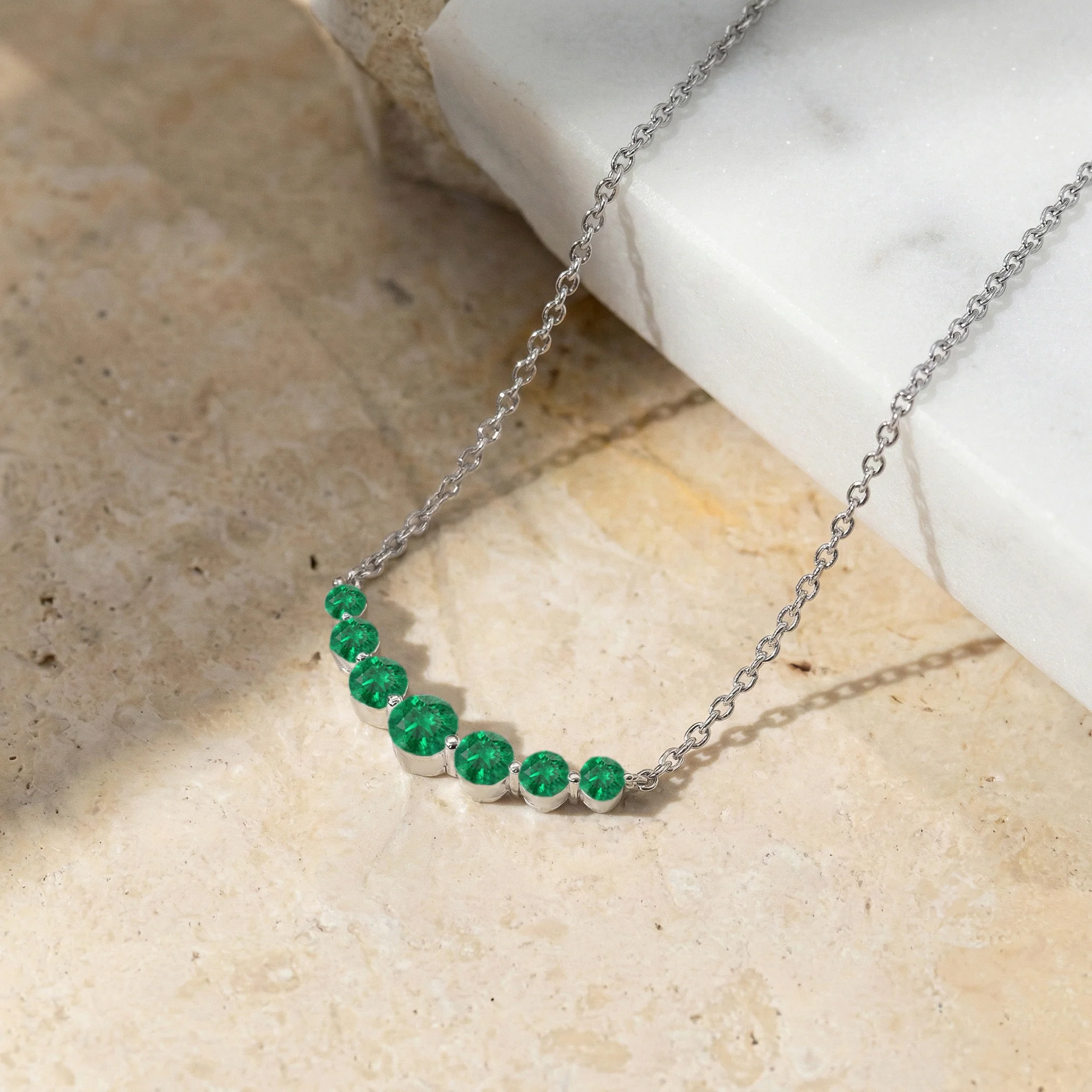 Emerald Curved Bar Necklace in 925 Sterling Silver 2.55ct - Image 2
