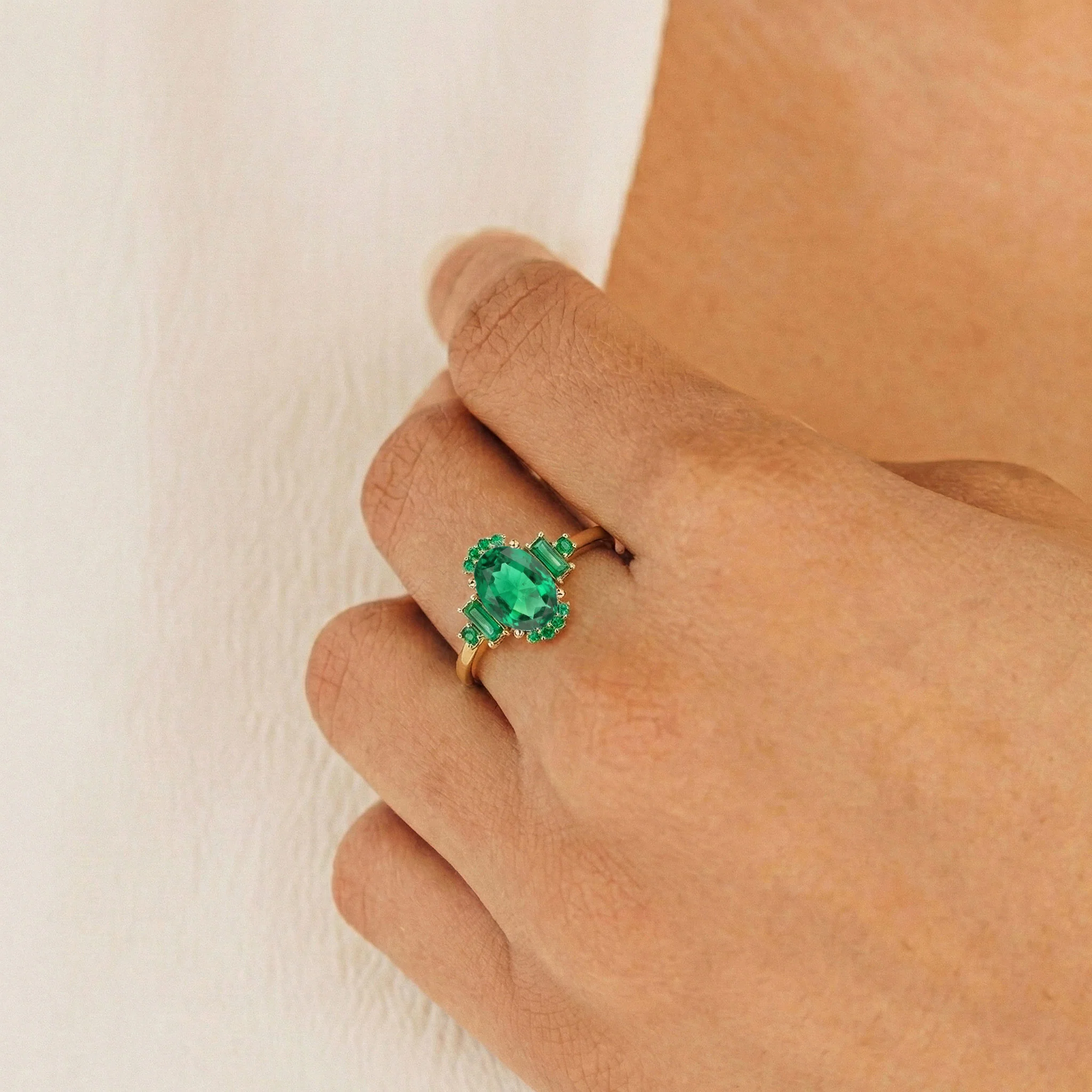 Emerald Engagement Ring | Luxury Bridal Ring | Unique Engagement Ring for Women - Image 3