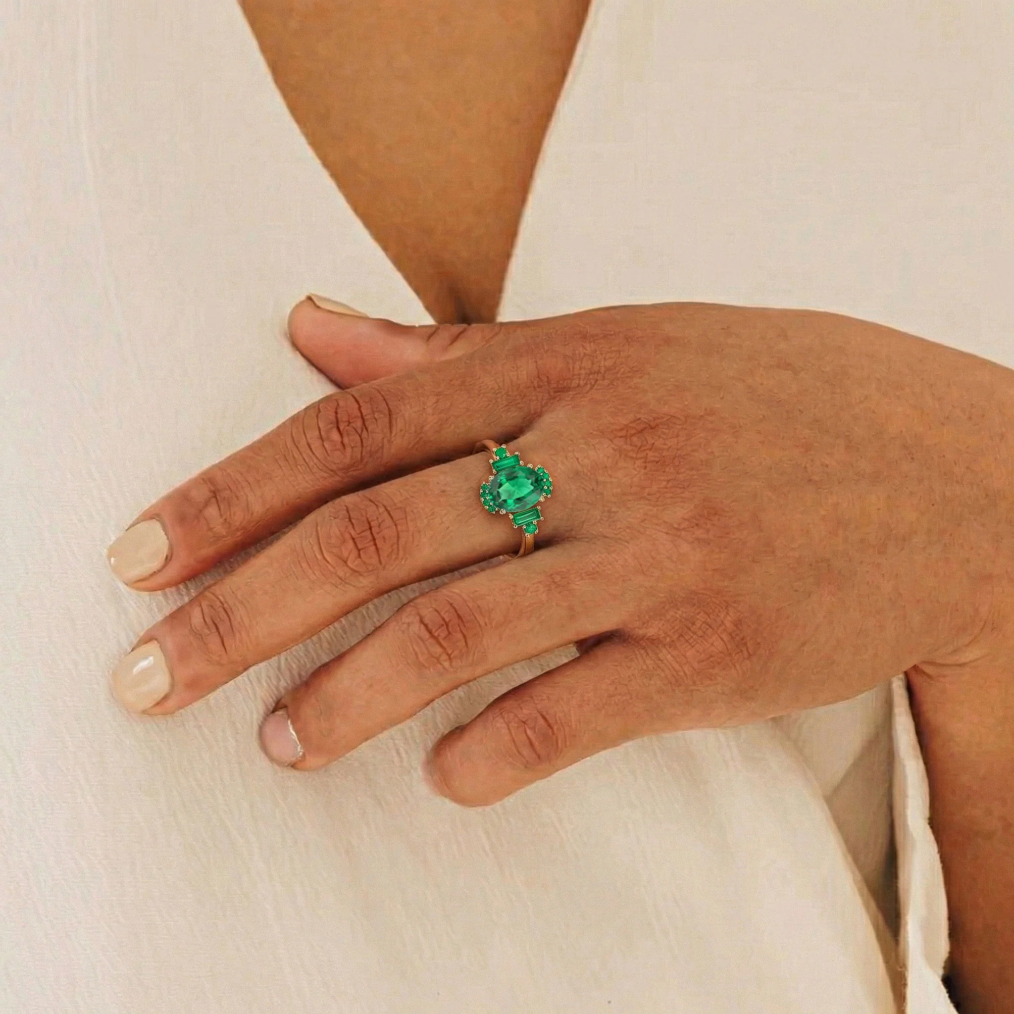 Emerald Engagement Ring | Luxury Bridal Ring | Unique Engagement Ring for Women - Image 4