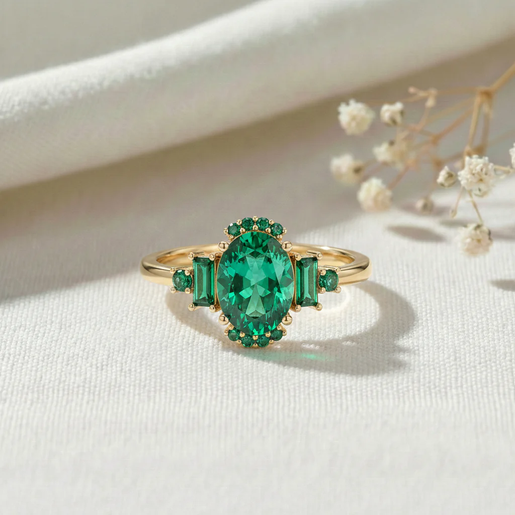 Emerald Engagement Ring | Luxury Bridal Ring | Unique Engagement Ring for Women - Image 6