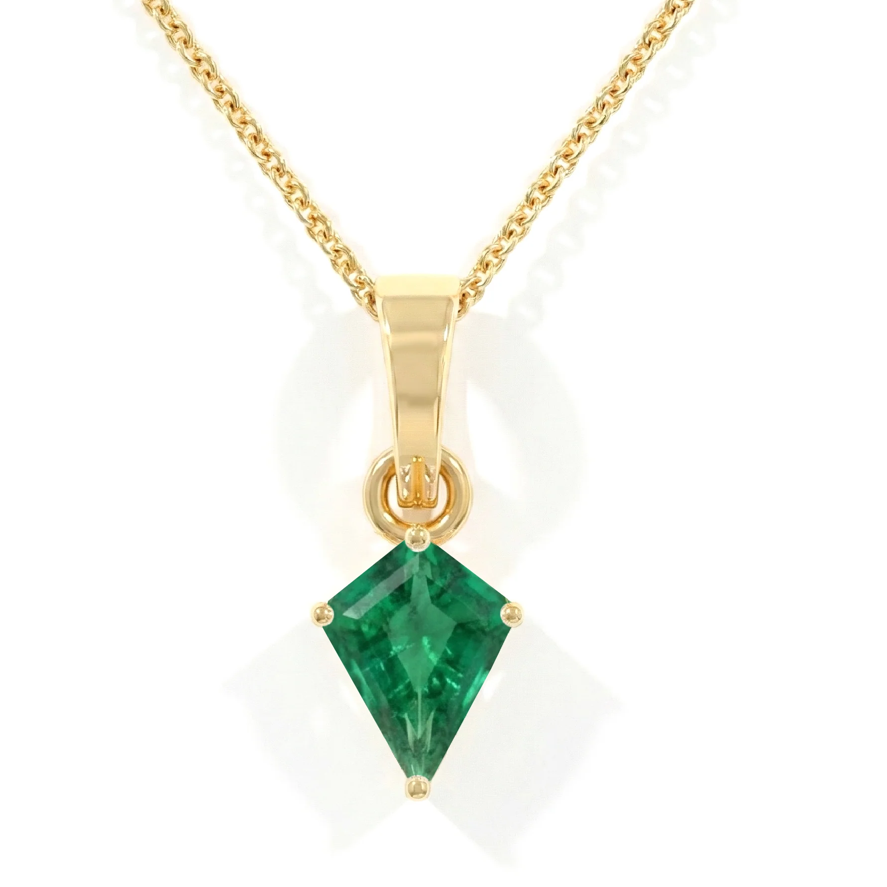 Emerald Kite Solitaire Pendant Necklace in 925 Sterling Silver 1.4ct - Image 8