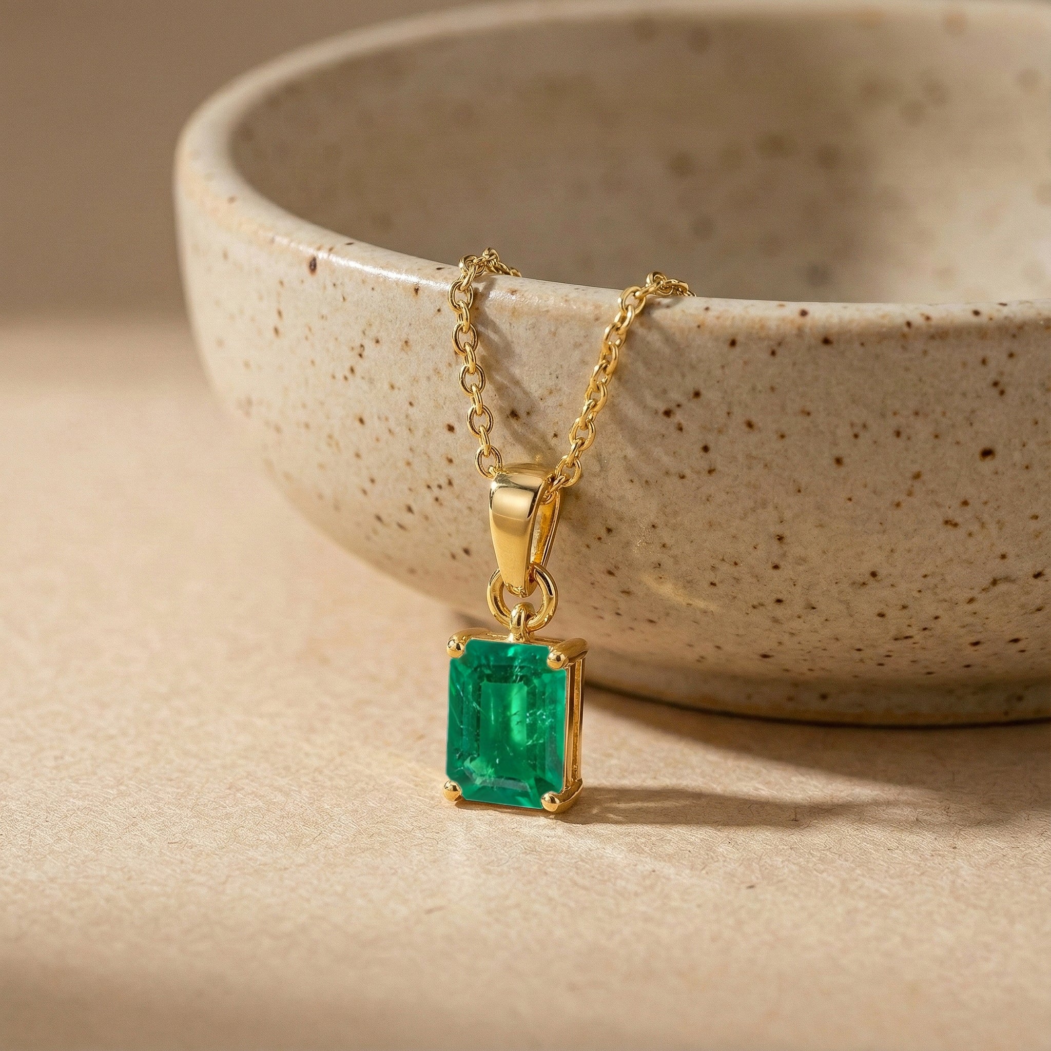 Emerald Octagon Solitaire Pendant Necklace in 925 Sterling Silver 9x7 MM 1.4ct - Image 10