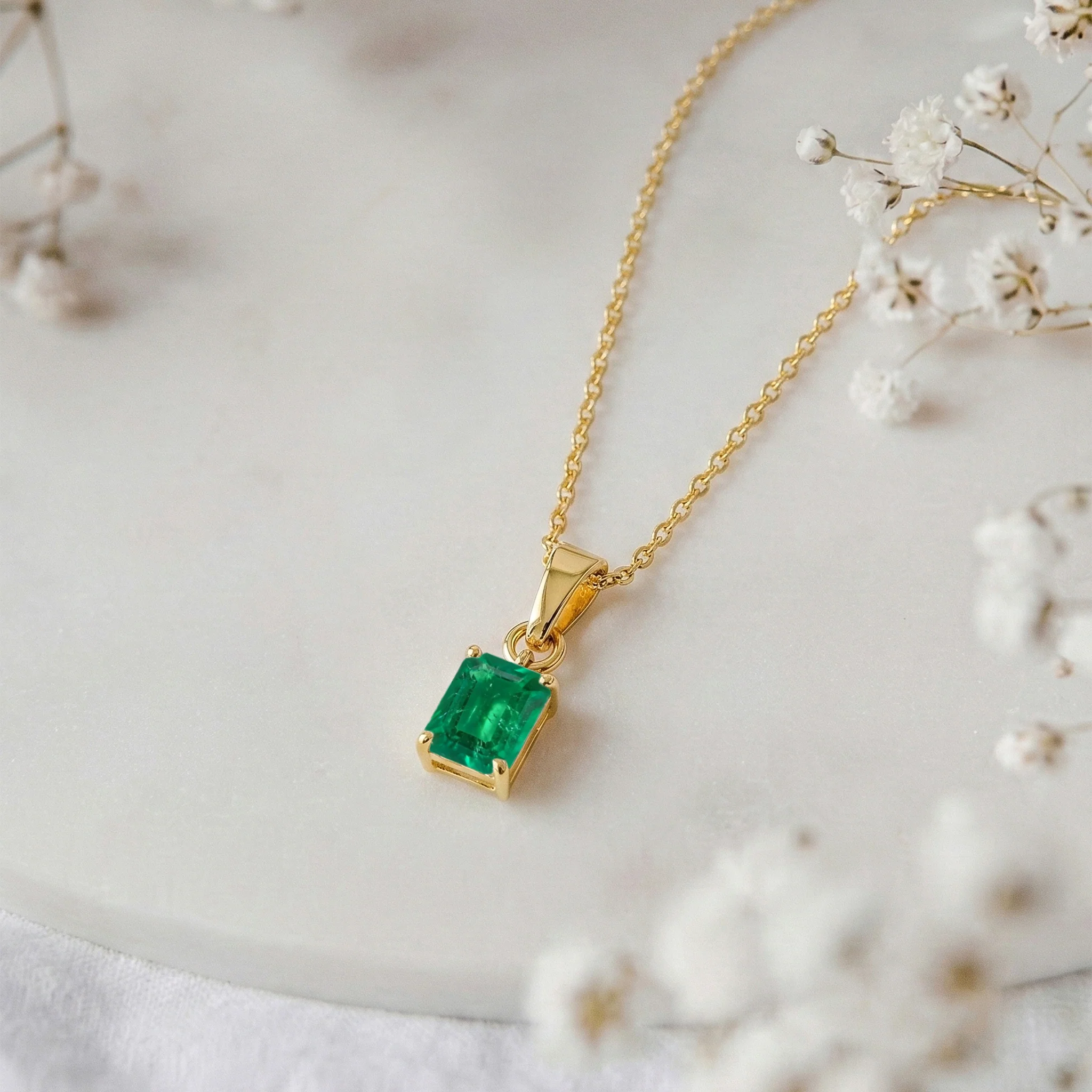 Emerald Octagon Solitaire Pendant Necklace in 925 Sterling Silver 9x7 MM 1.4ct - Image 8