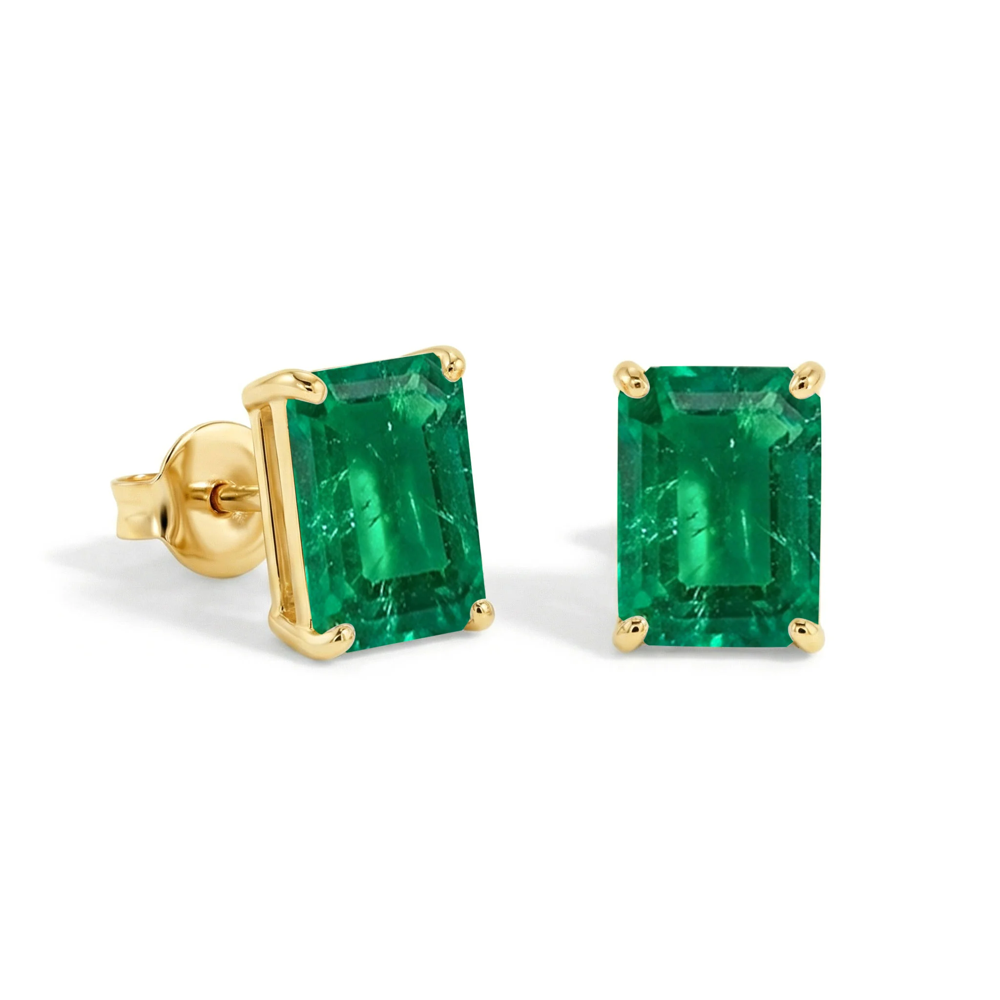 Best Emerald Octagon Stud Earrings in 925 Sterling Silver 5.35ct - Image 2