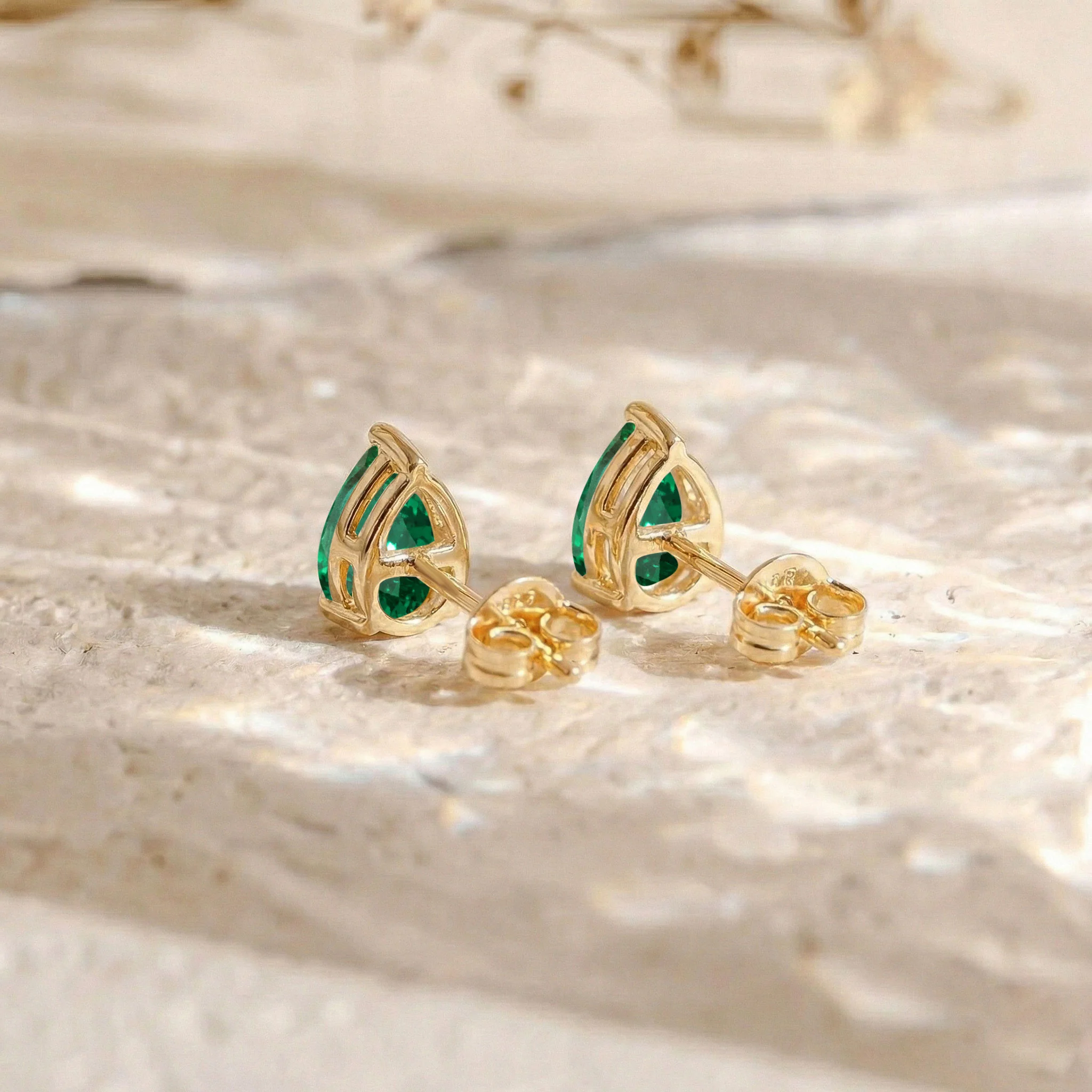 Emerald Pear Solitaire Stud Earring in 925 Sterling Silver 10X8 MM 5.35ct - Image 11