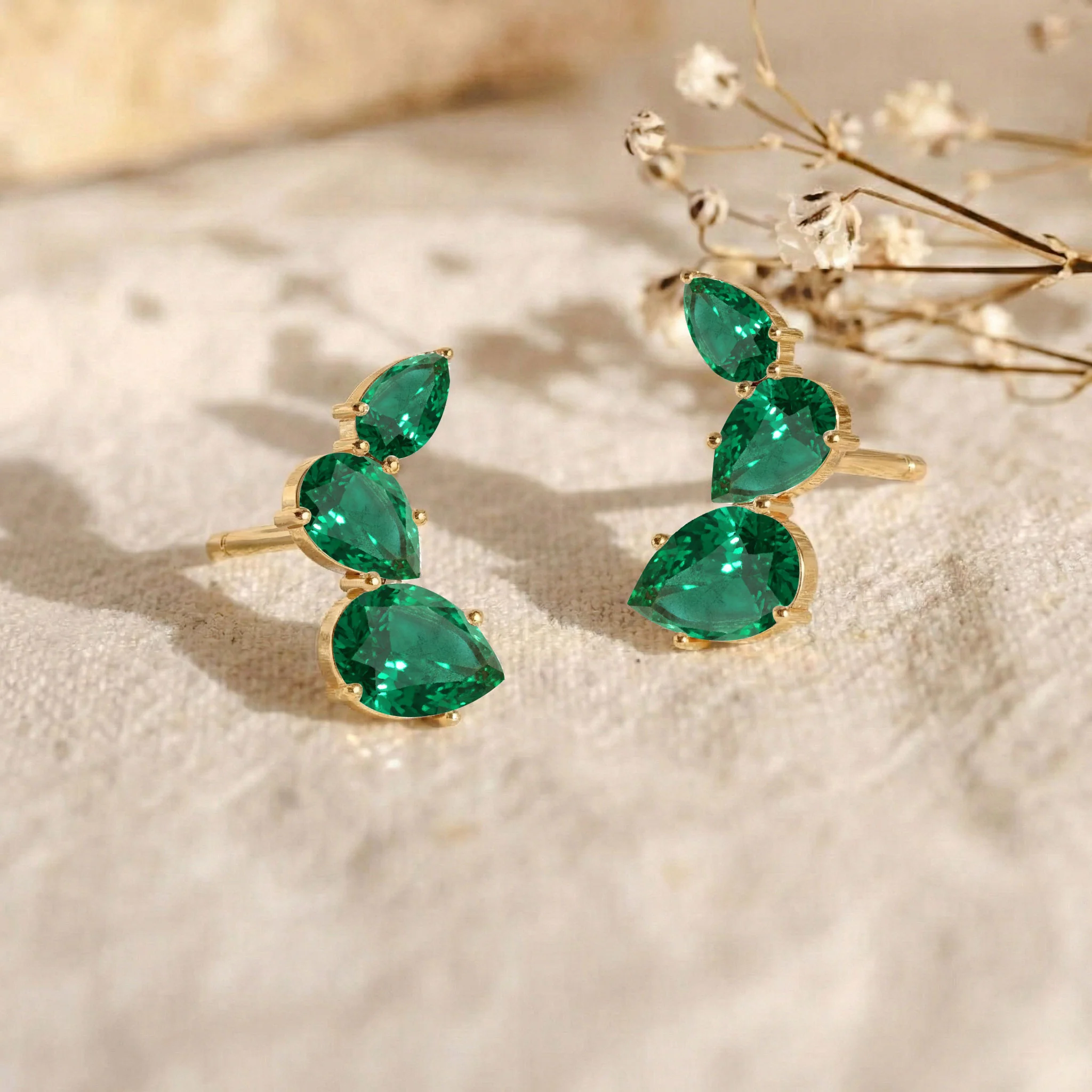 Emerald Pear Stud Earrings in 925 Sterling Silver 3.30ct - Image 12
