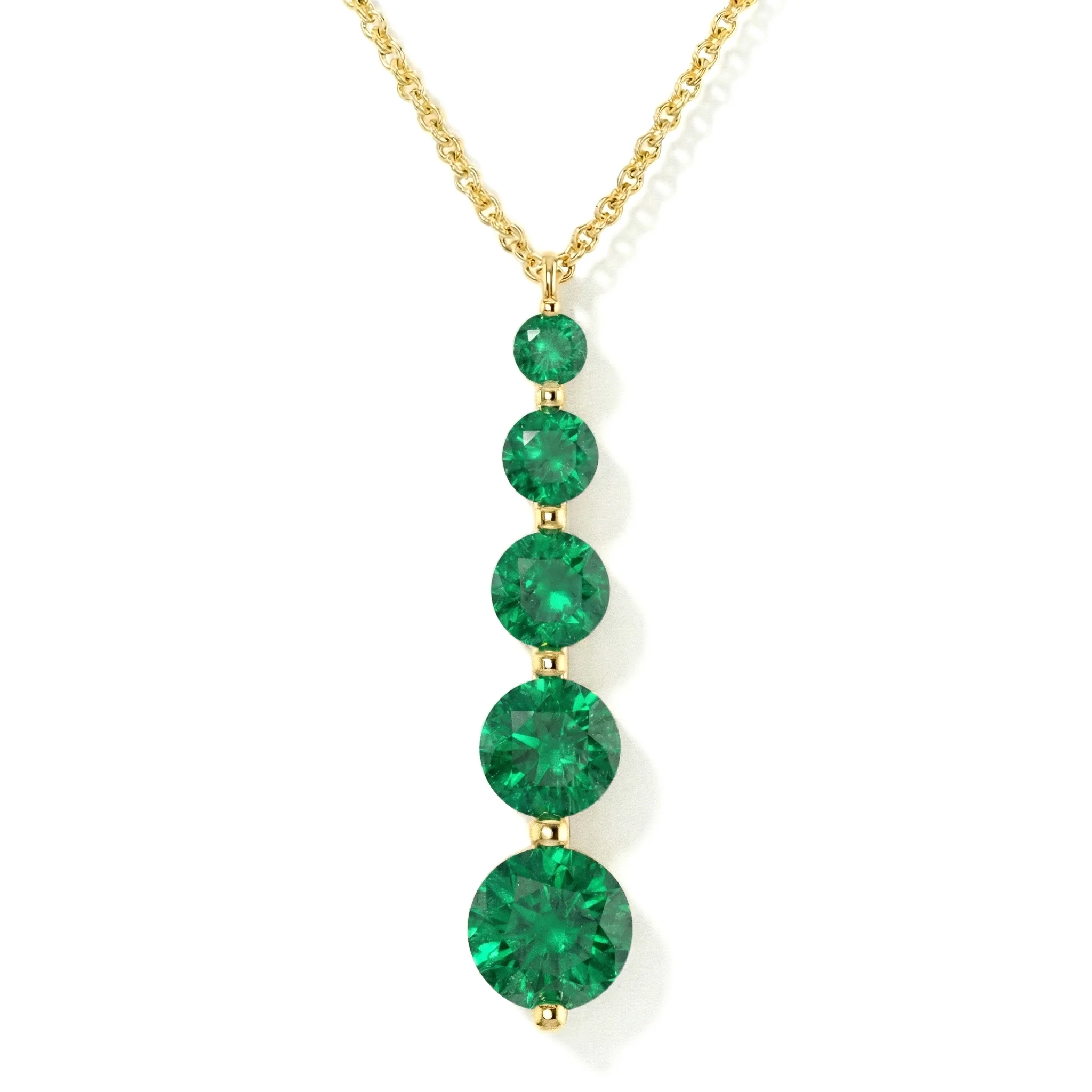 Emerald Round 5 Stone Bar Pendant Necklace in 925 Sterling Silver 3.90ct - Image 8