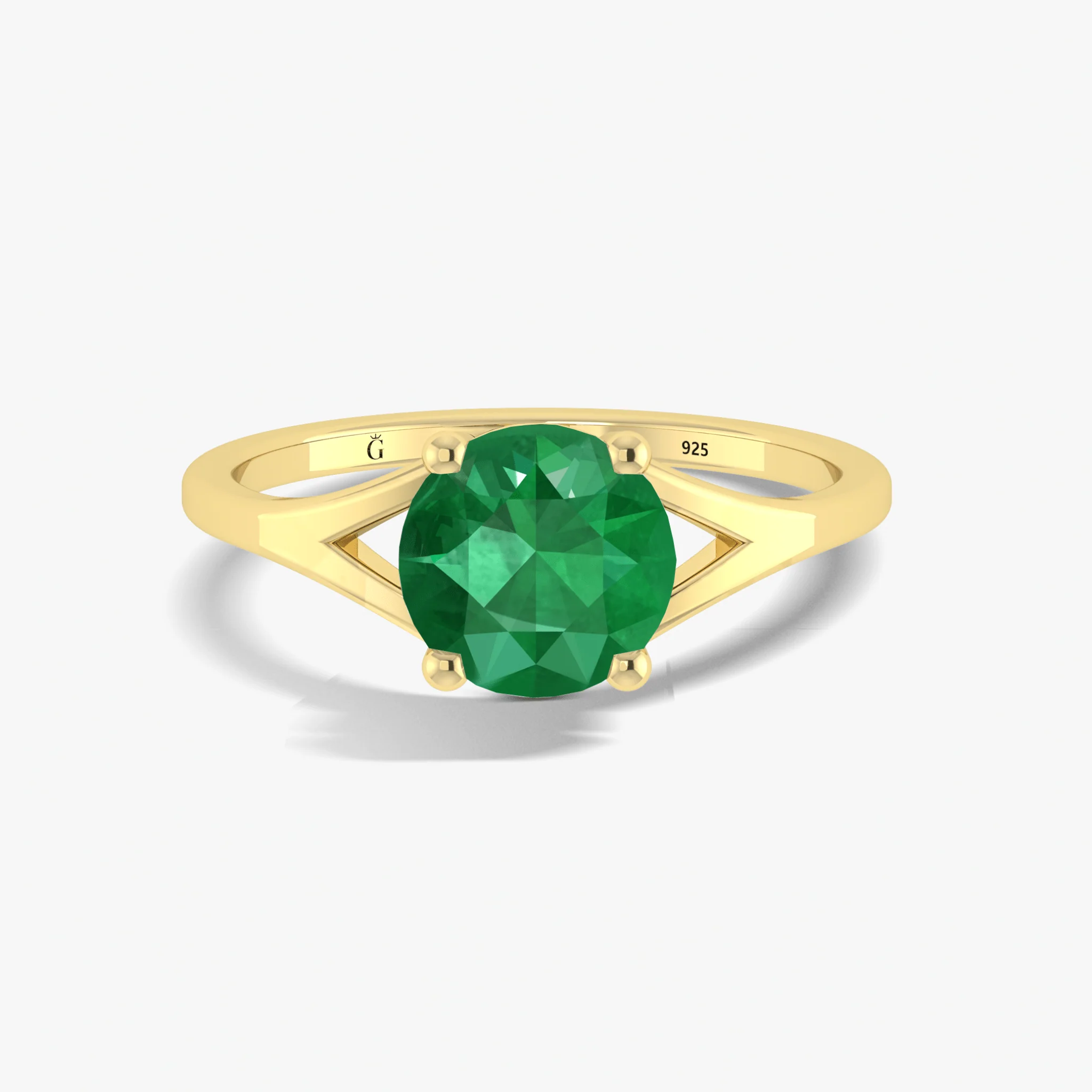 Emerald Round Faceted Gemstone Statement Ring