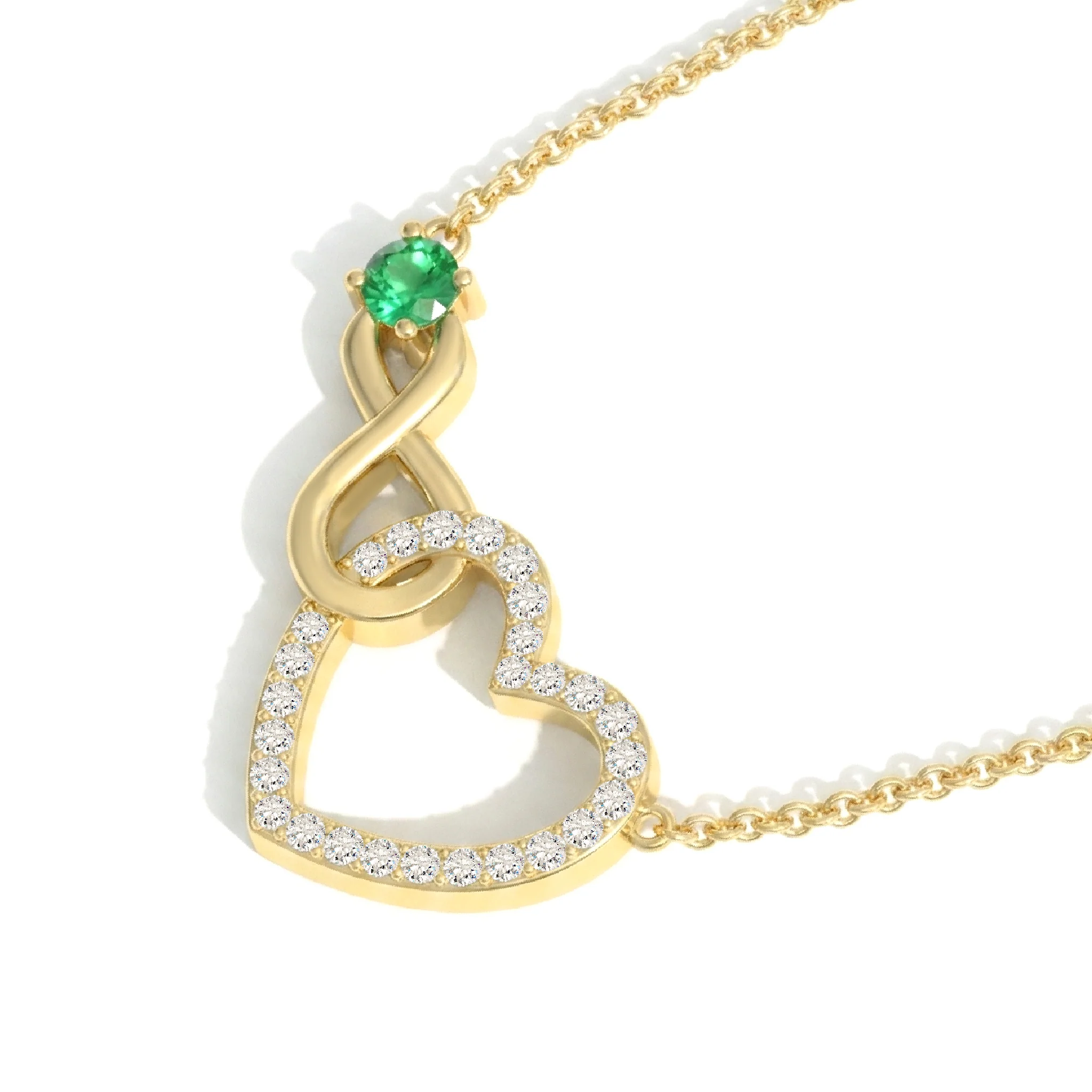 Emerald Round Infinity Heart Pendant Necklace in 925 Sterling Silver 0.45ct - Image 2