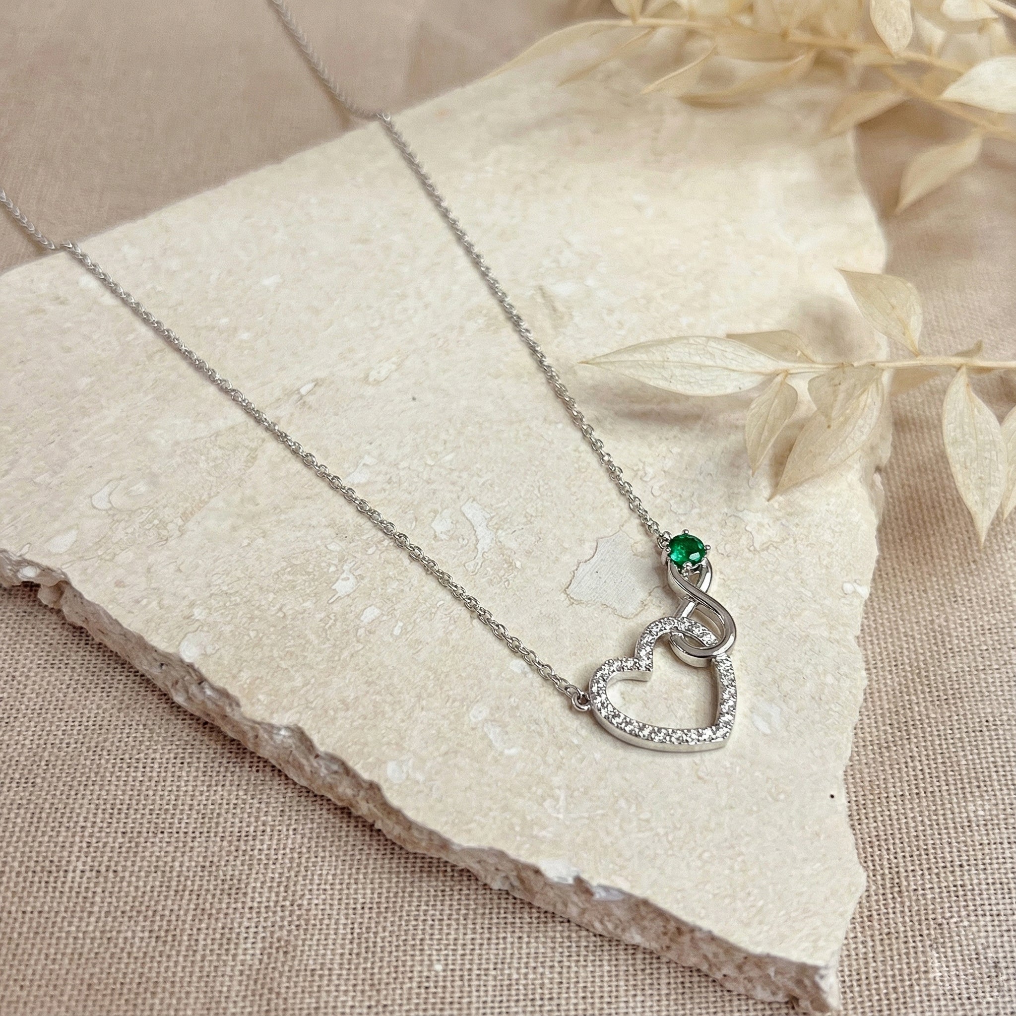 Emerald Round Infinity Heart Pendant Necklace in 925 Sterling Silver 0.45ct - Image 3