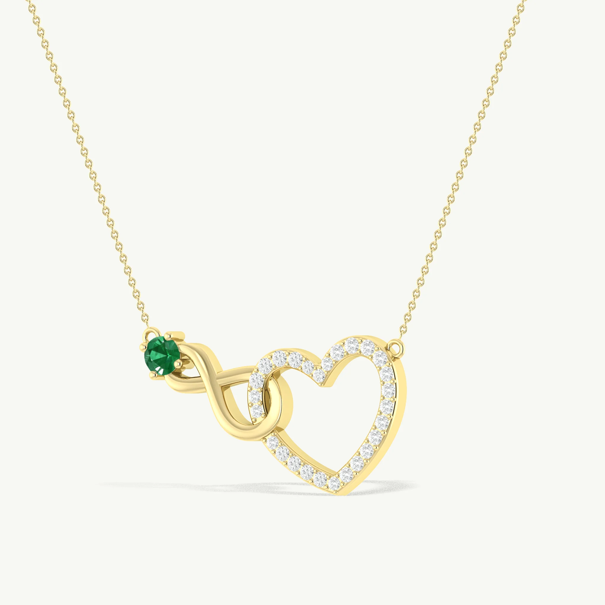Emerald Round Infinity Heart Pendant Necklace in 925 Sterling Silver - Image 2
