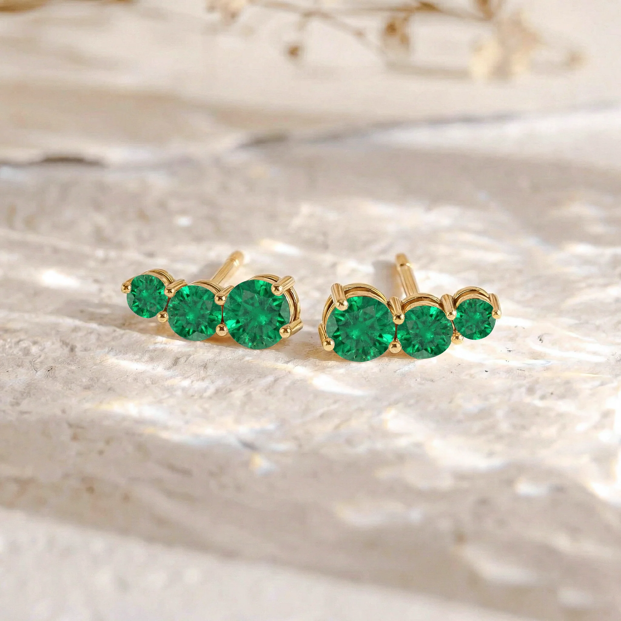 Emerald Round Stud Earring in 925 Sterling Silver 5X4X3MM 1.40 ct. - Image 10