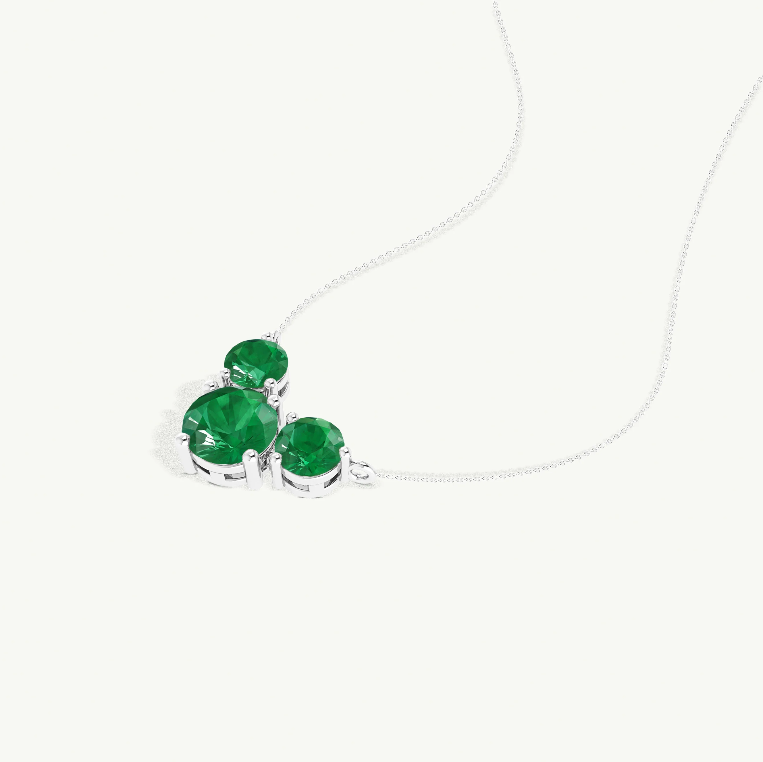 Emerald Round Three Stone Necklace in 925 Sterling Silver 2.8ct - Image 2