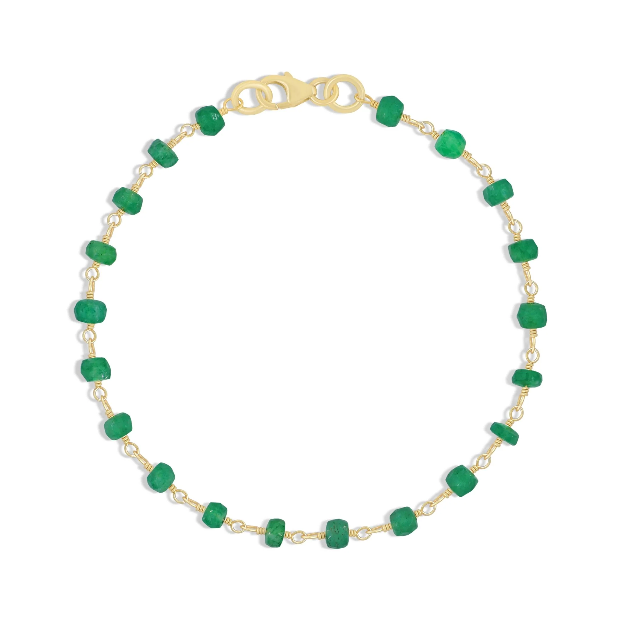 Emerald Smooth Beads Chain Bracelet Gift For Her