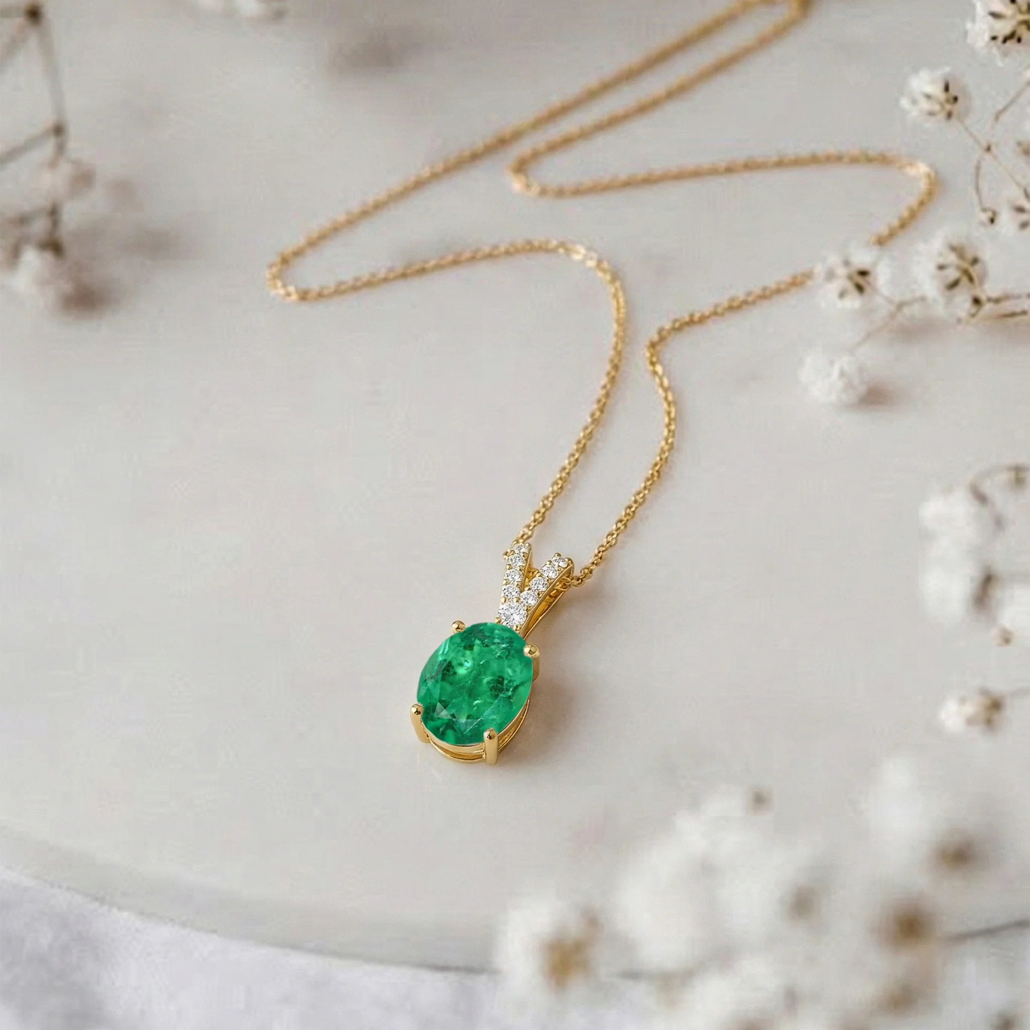 Emerald Solitaire Pendant Necklace in 925 Sterling Silver 1.2ct - Image 8