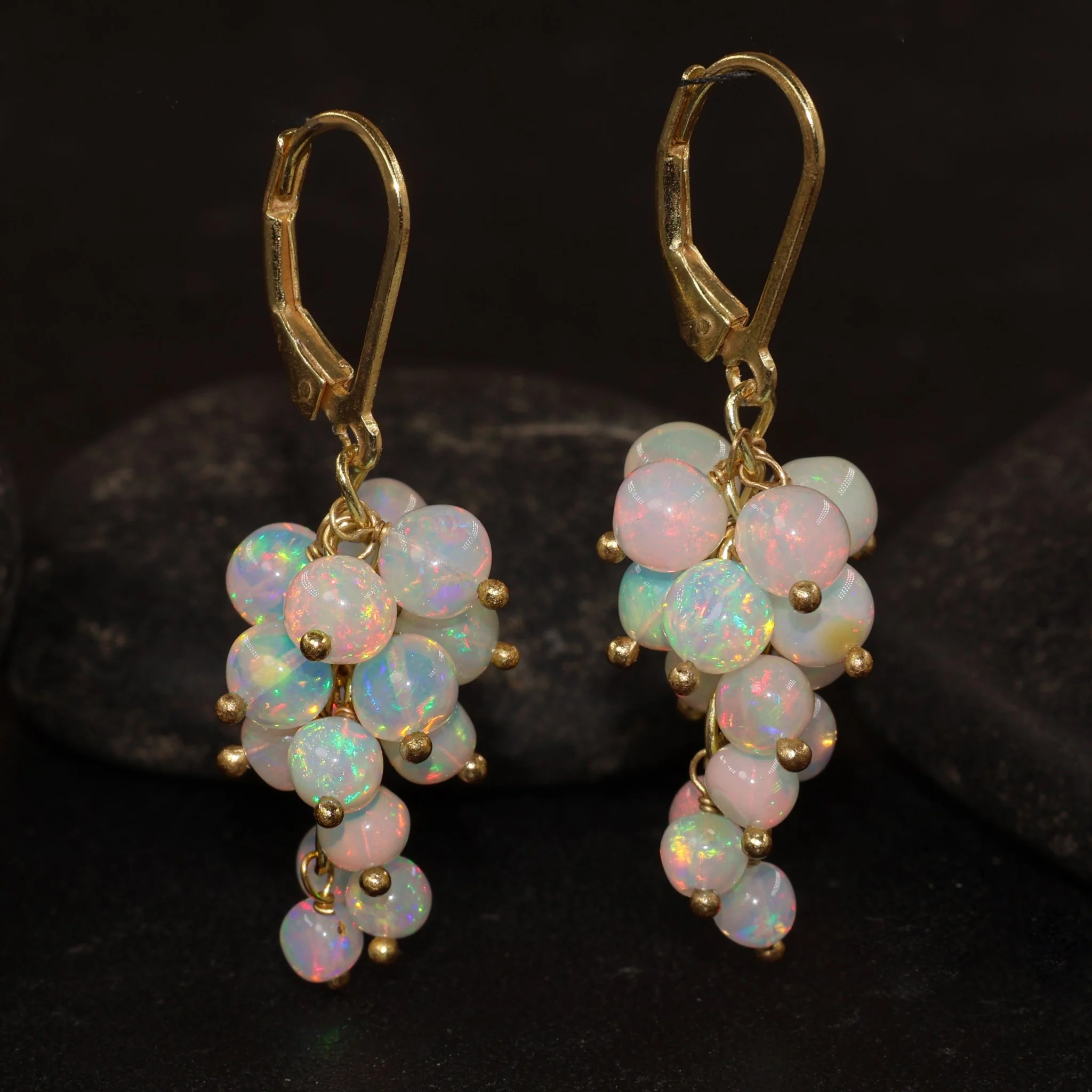 White Opal Earrings – Natural Opal Jewelry | Dainty Bead Earrings for Women - Image 4
