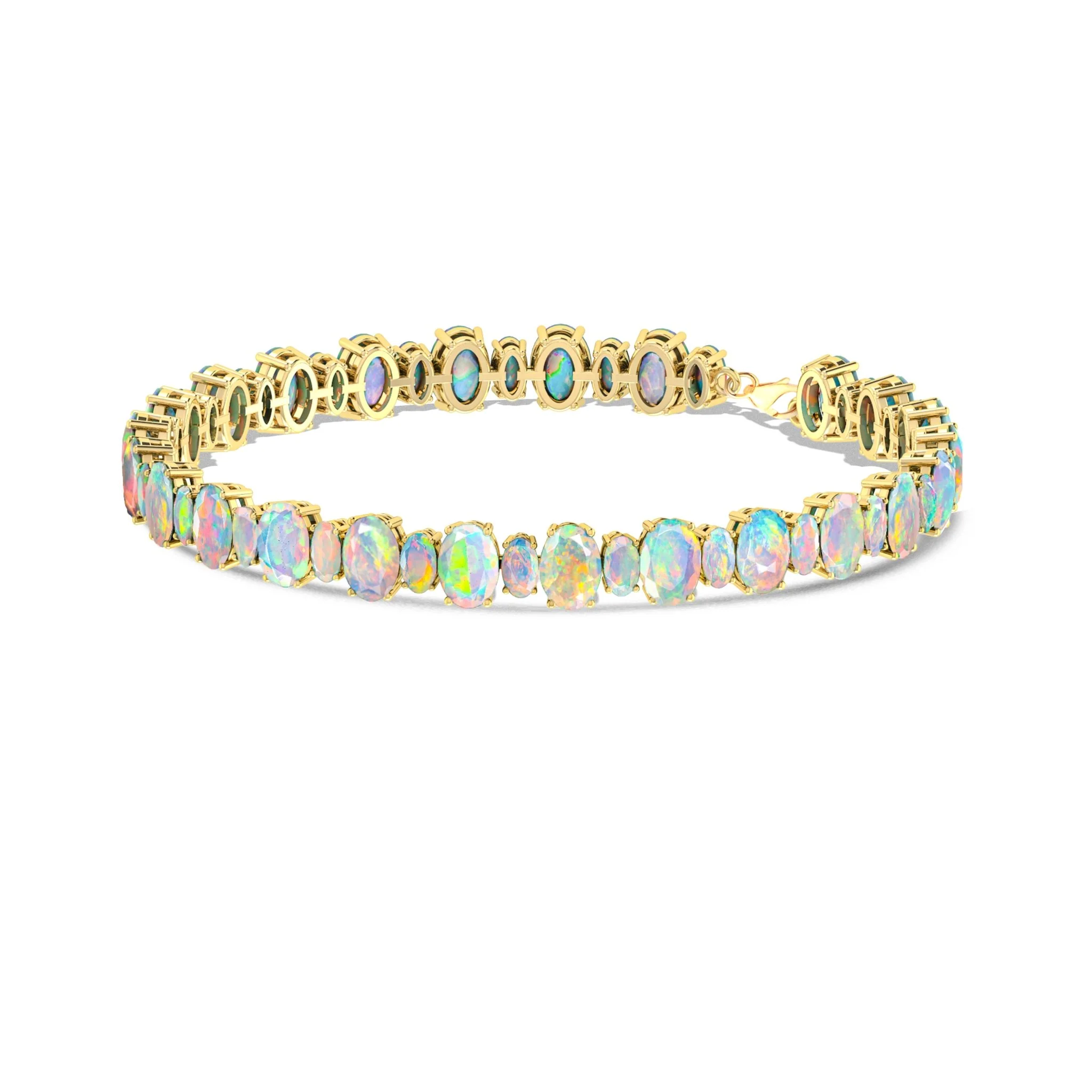 Black Fire Opal Oval Shape Gemstone Bracelet - Image 7