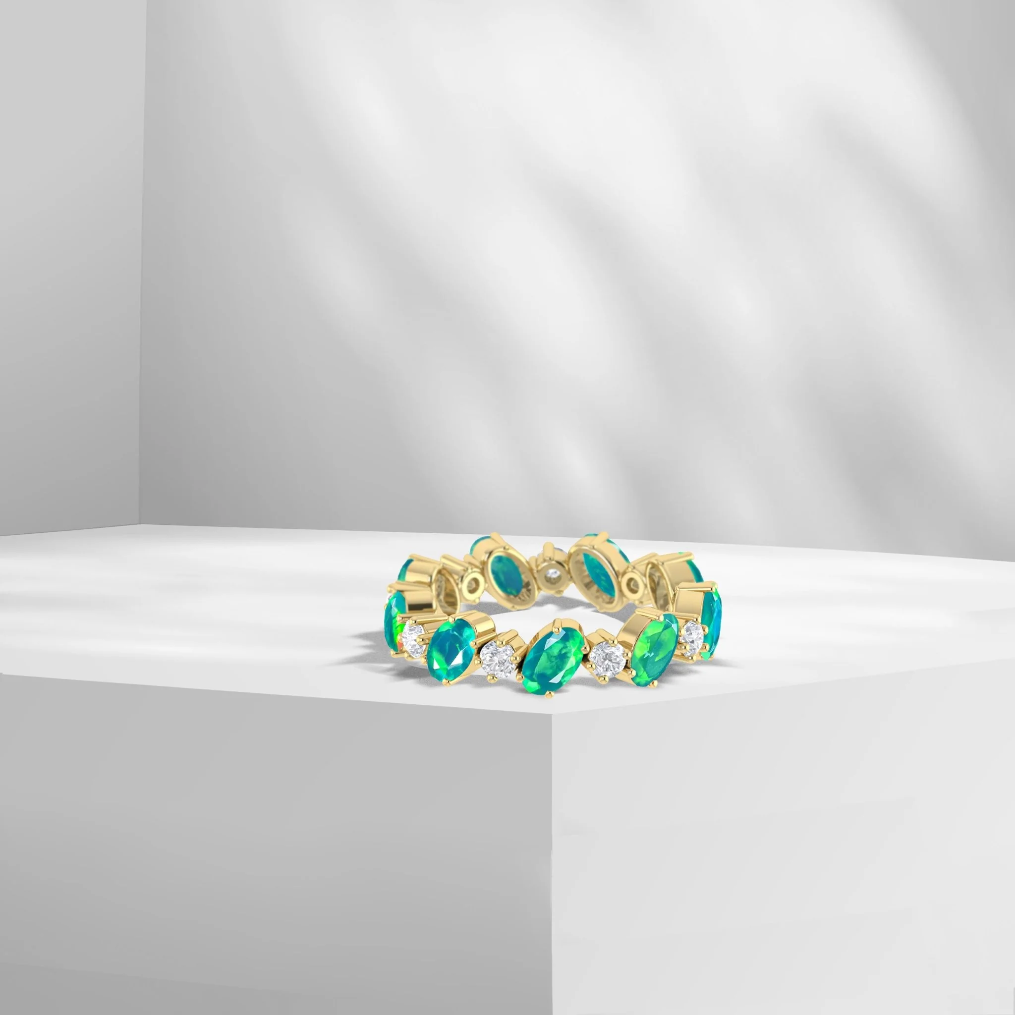 Black Fire Oval Faceted Opal Ring for Women - Image 4