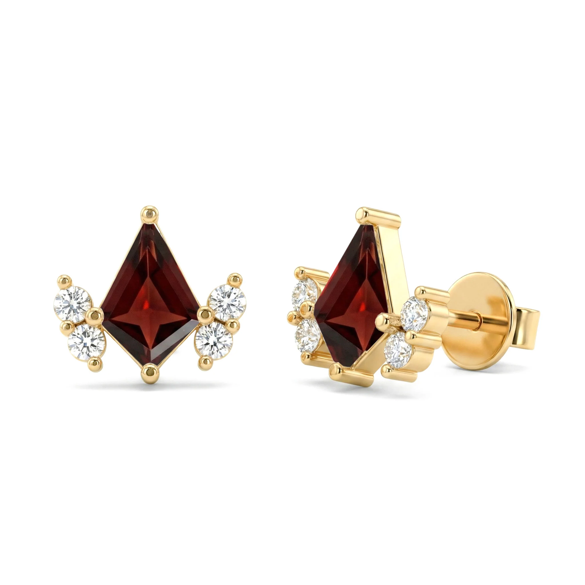Garnet Kite Stud Earrings in 925 Sterling Silver 6x4 MM 1ct - Image 11
